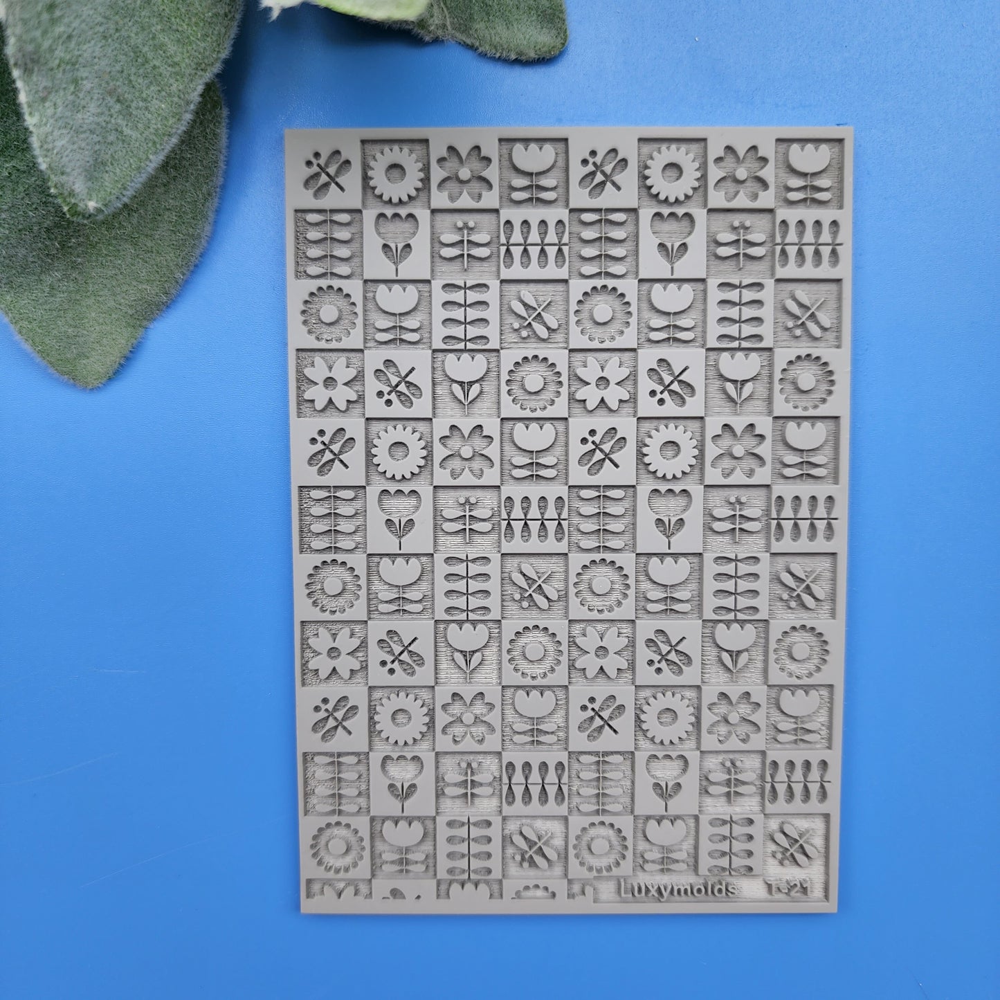 Polymer clay Texture tile Texture mat Clay stamp Polymer clay texture stencils "Flowers" T-21