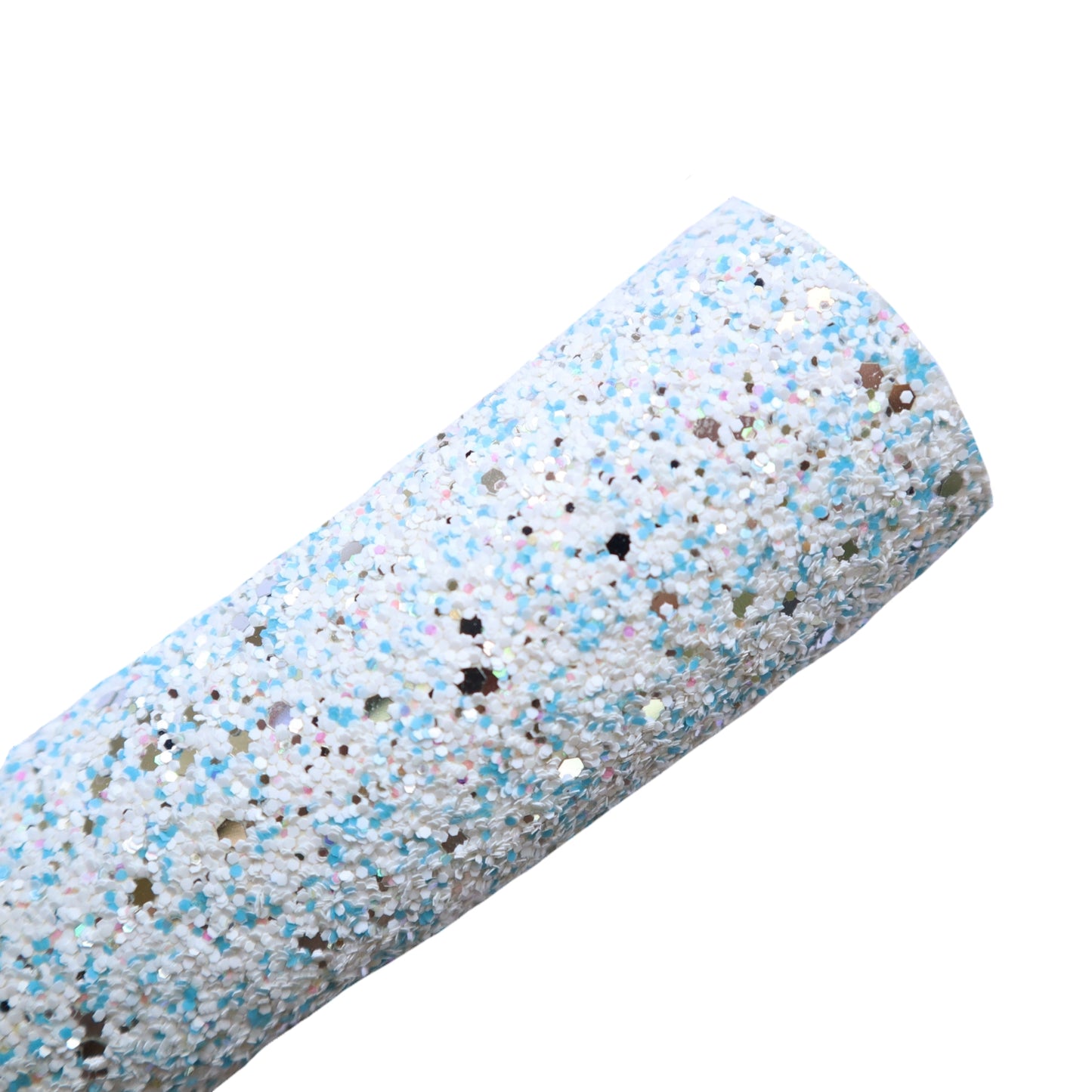 CHUNKY GLITTER FABRIC WHITE&LIGHTE BLUE MIRROR (FAUX LEATHER) 1 PCS - Luxy Kraft