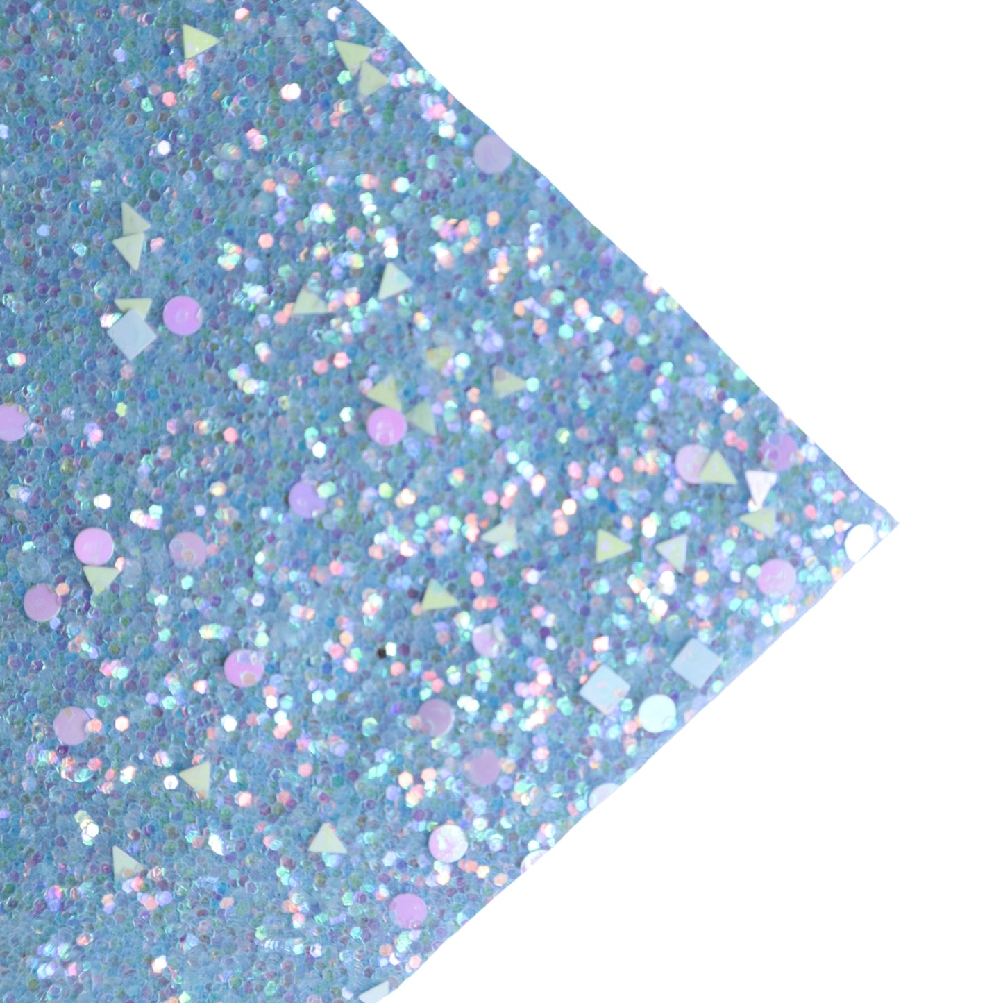 CHUNKY GLITTER FABRIC SKY BLUE "GEOMETRY" (FAUX LEATHER) 1 PCS - Luxy Kraft