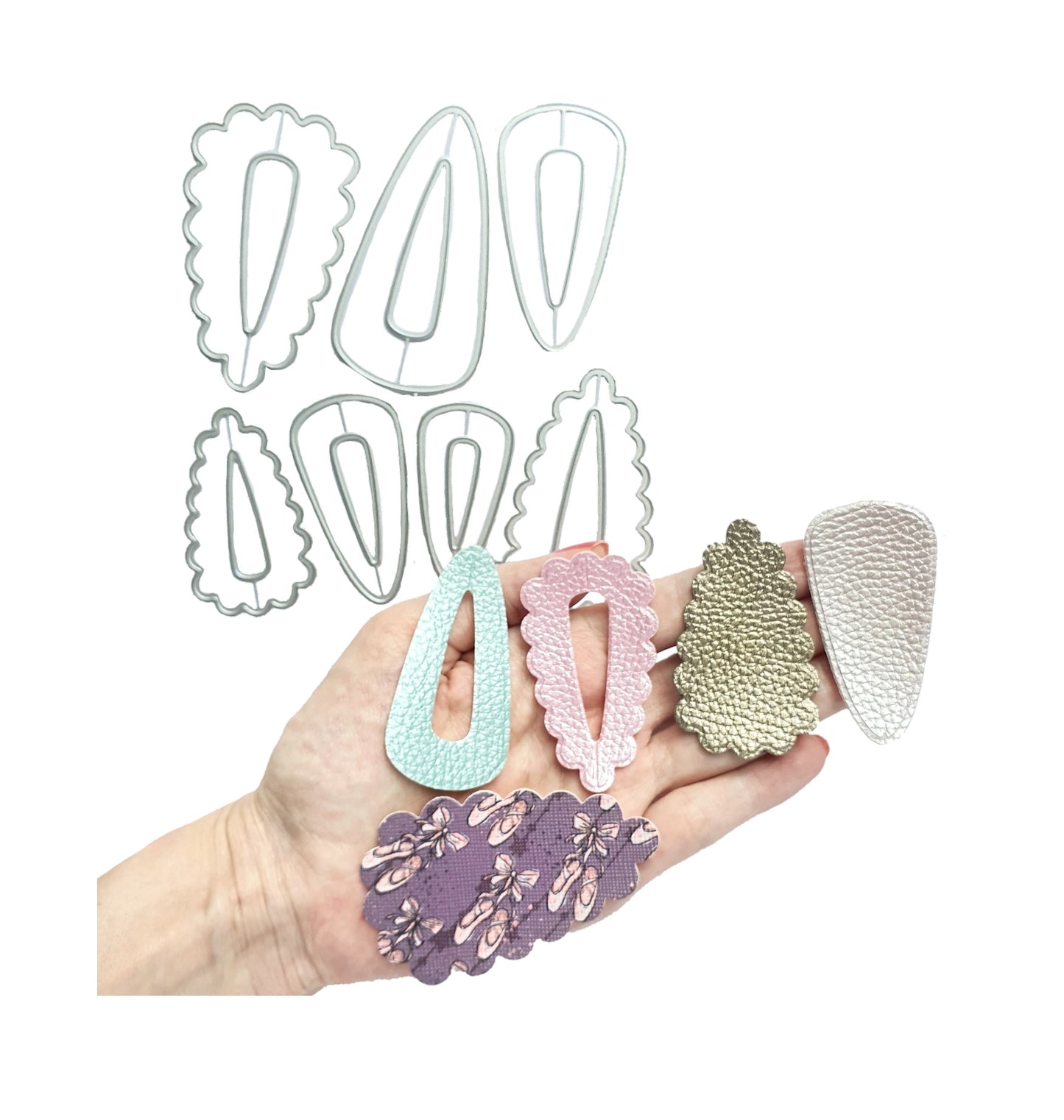 Click Clack Barrete Hair clip Metal Cutting dies 7 pcs set - Luxy Kraft