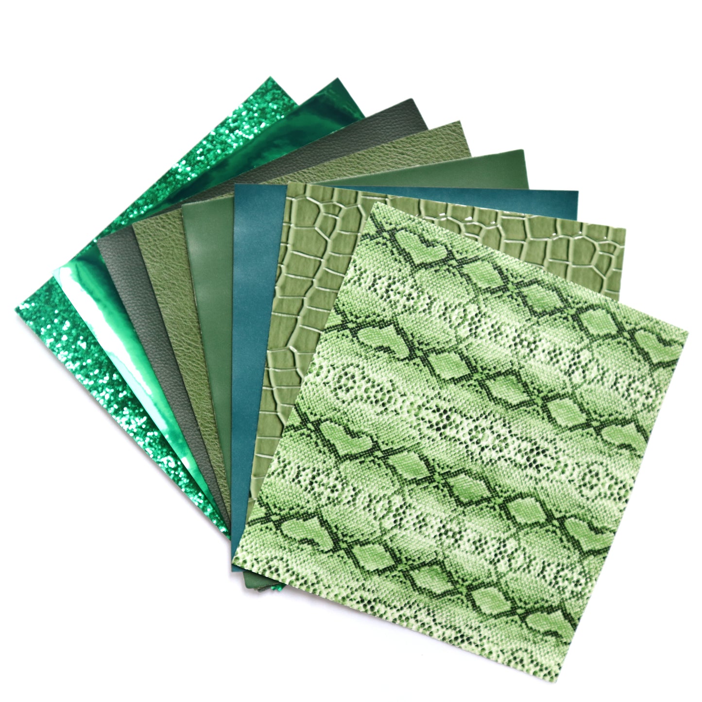 GREEN COLORS SYNTHETIC LEATHER FAUX LEATHER FABRIC 20X22 CM 8 PCS SET - Luxy Kraft