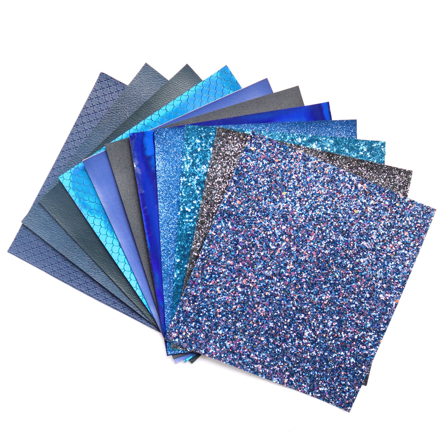 BLUE COLORS SYNTHETIC LEATHER FAUX LEATHER FABRIC 20X22 CM 11 PCS SET - Luxy Kraft