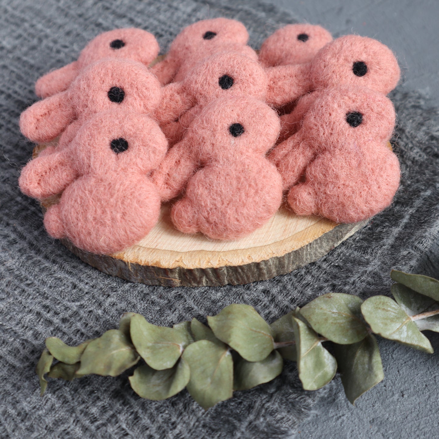 100% Wool needle felt Bunny Rabbit forest animal 4.5 cm 1 pcs - Luxy Kraft