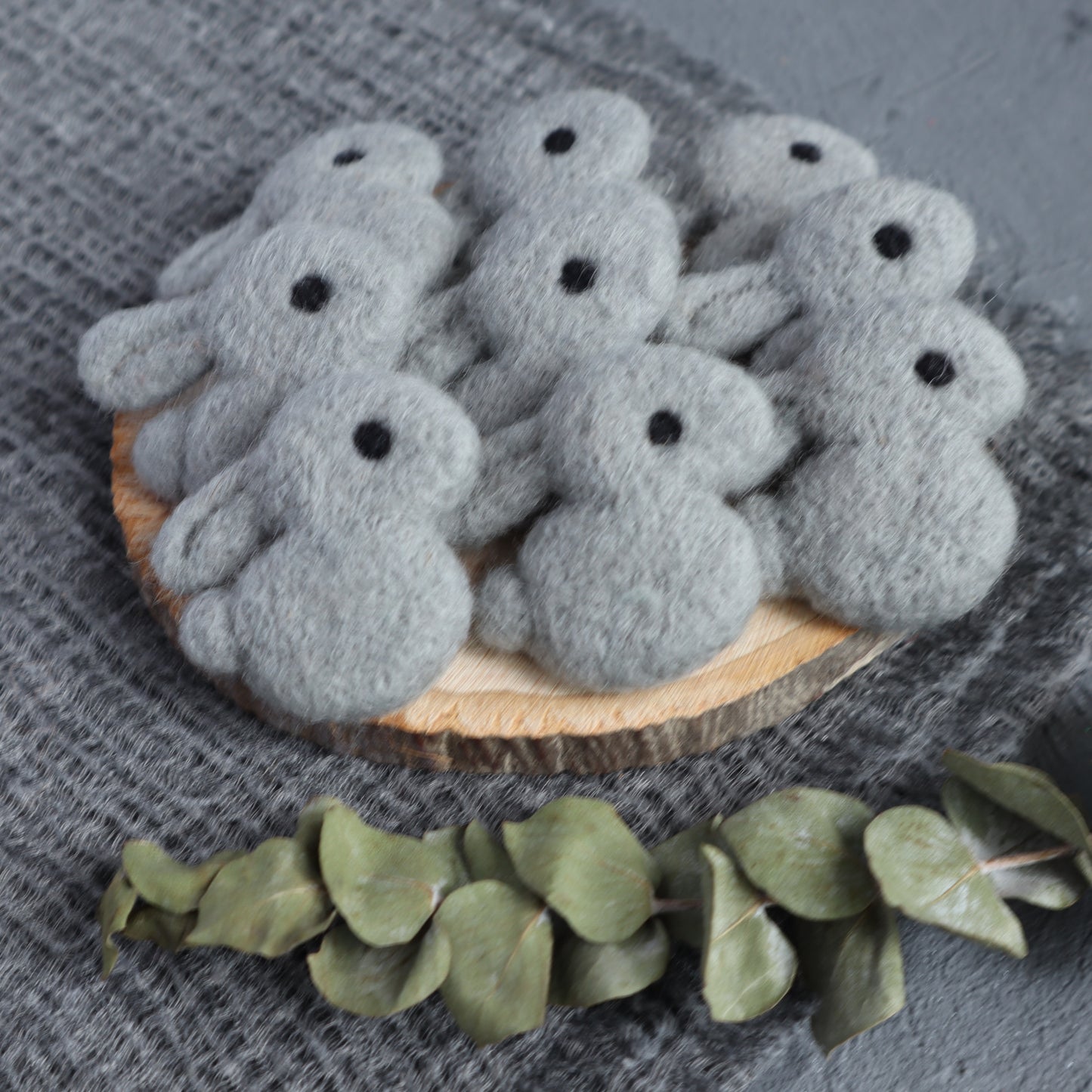 100% Wool needle felt Bunny Rabbit forest animal 4.5 cm 1 pcs - Luxy Kraft