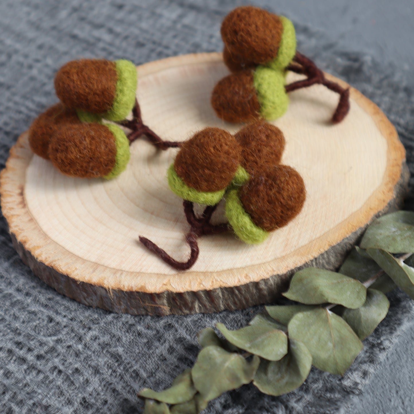 Wool needle felt Acorn twig base blank 1 pcs - Luxy Kraft