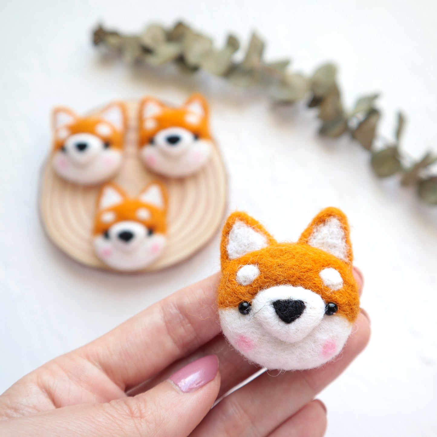 100% Wool needle felt Fox 4.5 cm 1 pcs - Luxy Kraft