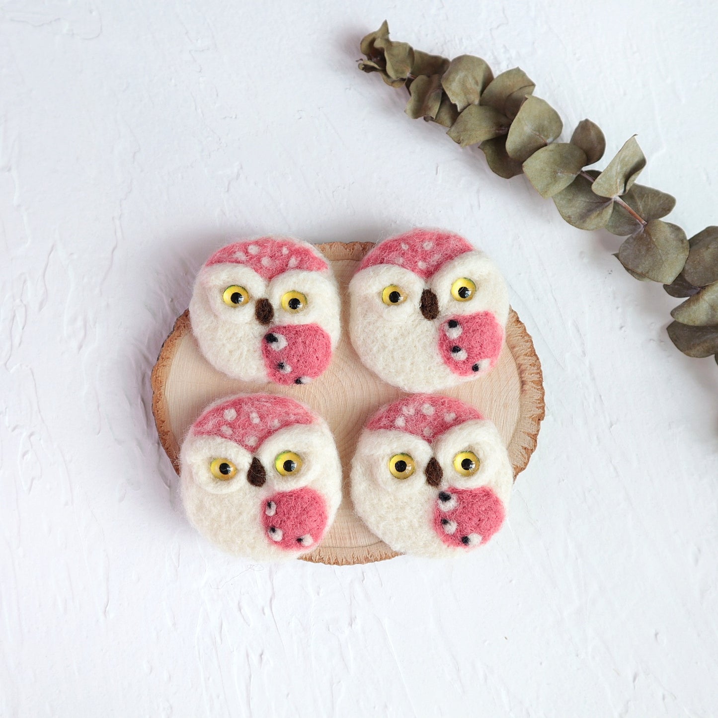 100% Wool needle felt Owl forest animals 5 cm - Luxy Kraft