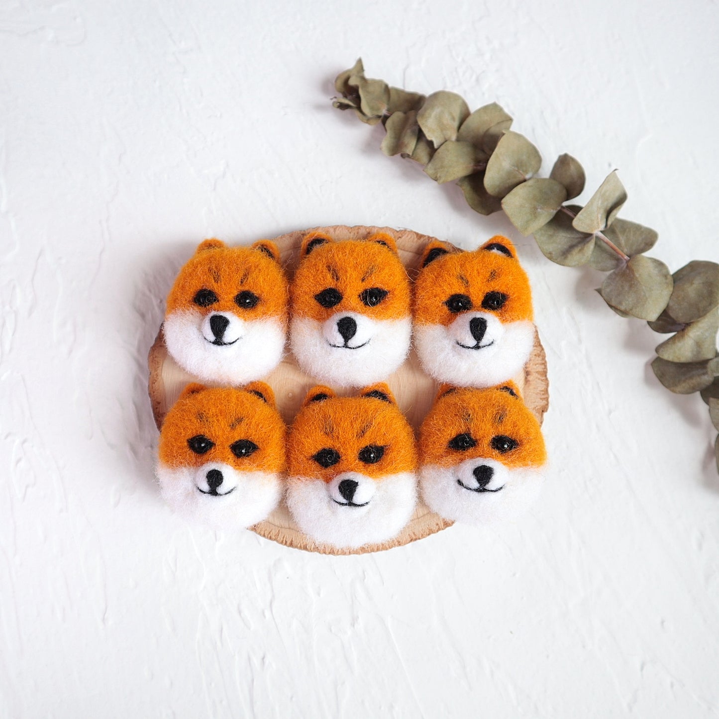 100% Wool needle felt Orange Fox Forest Animals 3.7 cm - Luxy Kraft