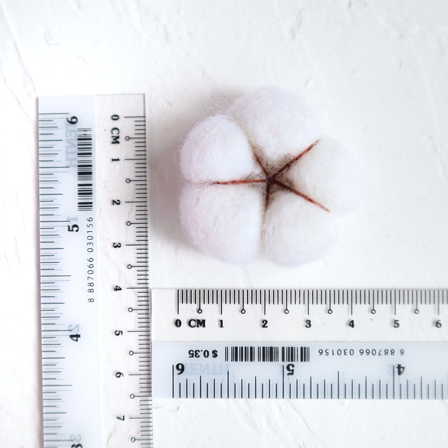 100% Wool needle felt White Cotton 3.5 cm - Luxy Kraft