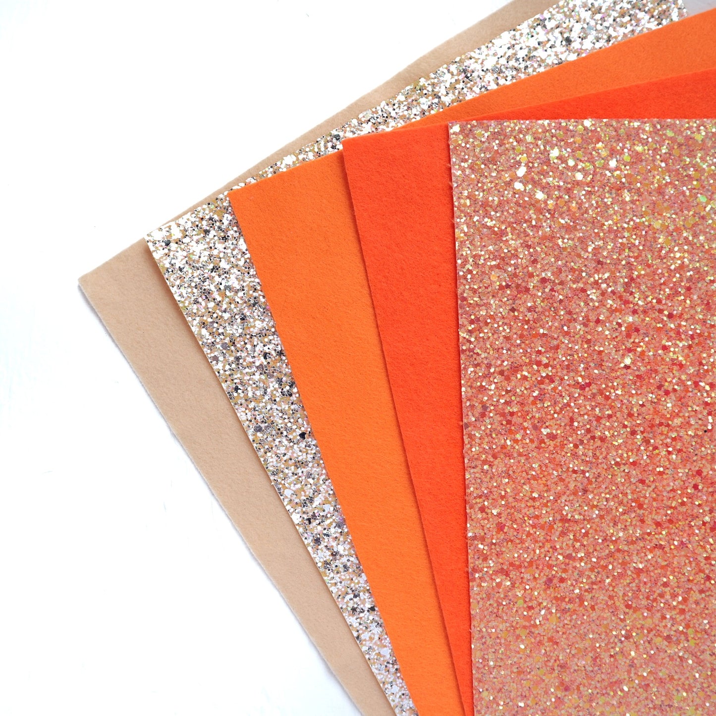 ORANGE SYNTHETIC LEATHER FAUX LEATHER FABRIC AND FELT 20X30 CM 5 PCS SET - Luxy Kraft