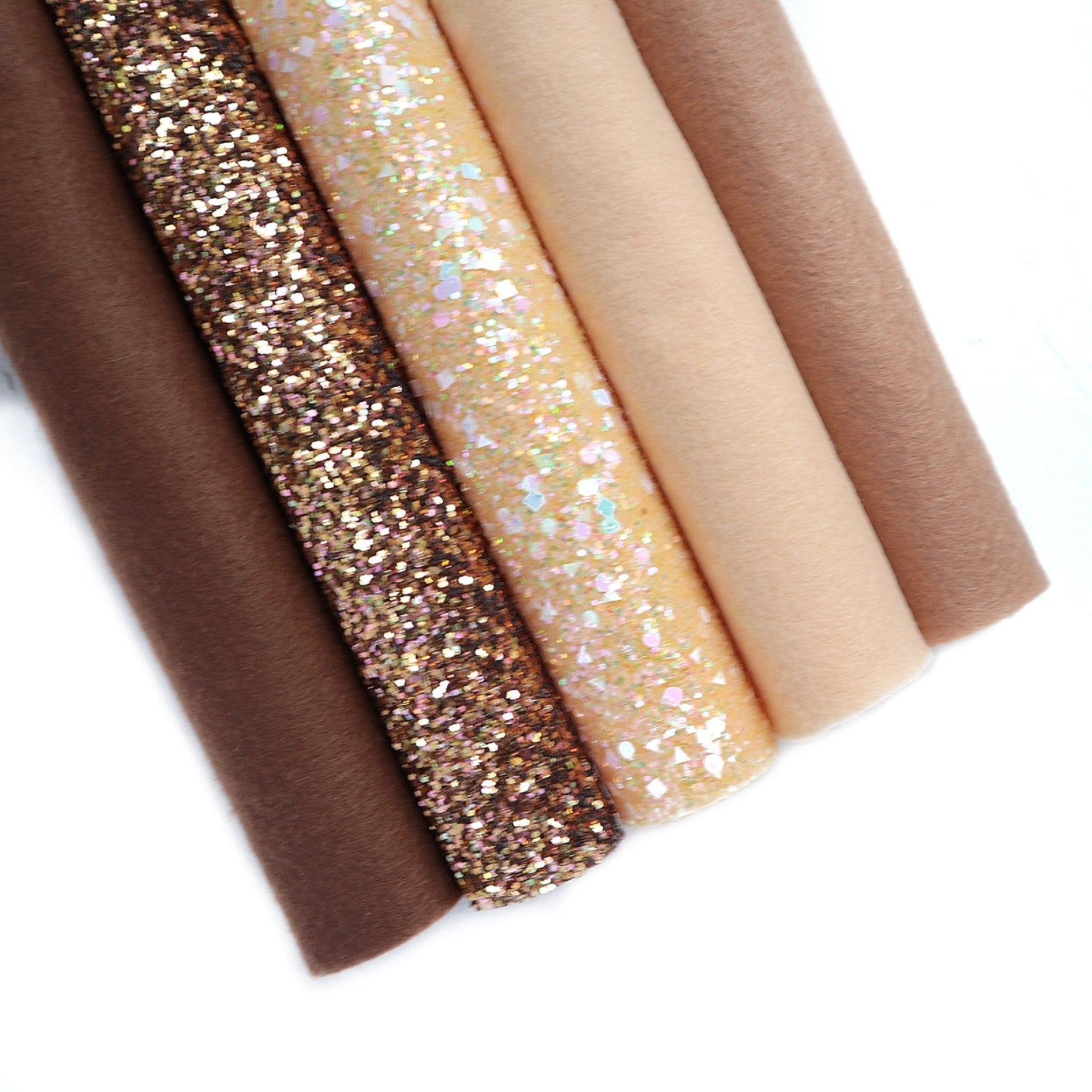 COFFEE SYNTHETIC LEATHER FAUX LEATHER FABRIC AND FELT 20X30 CM 5 PCS SET - Luxy Kraft