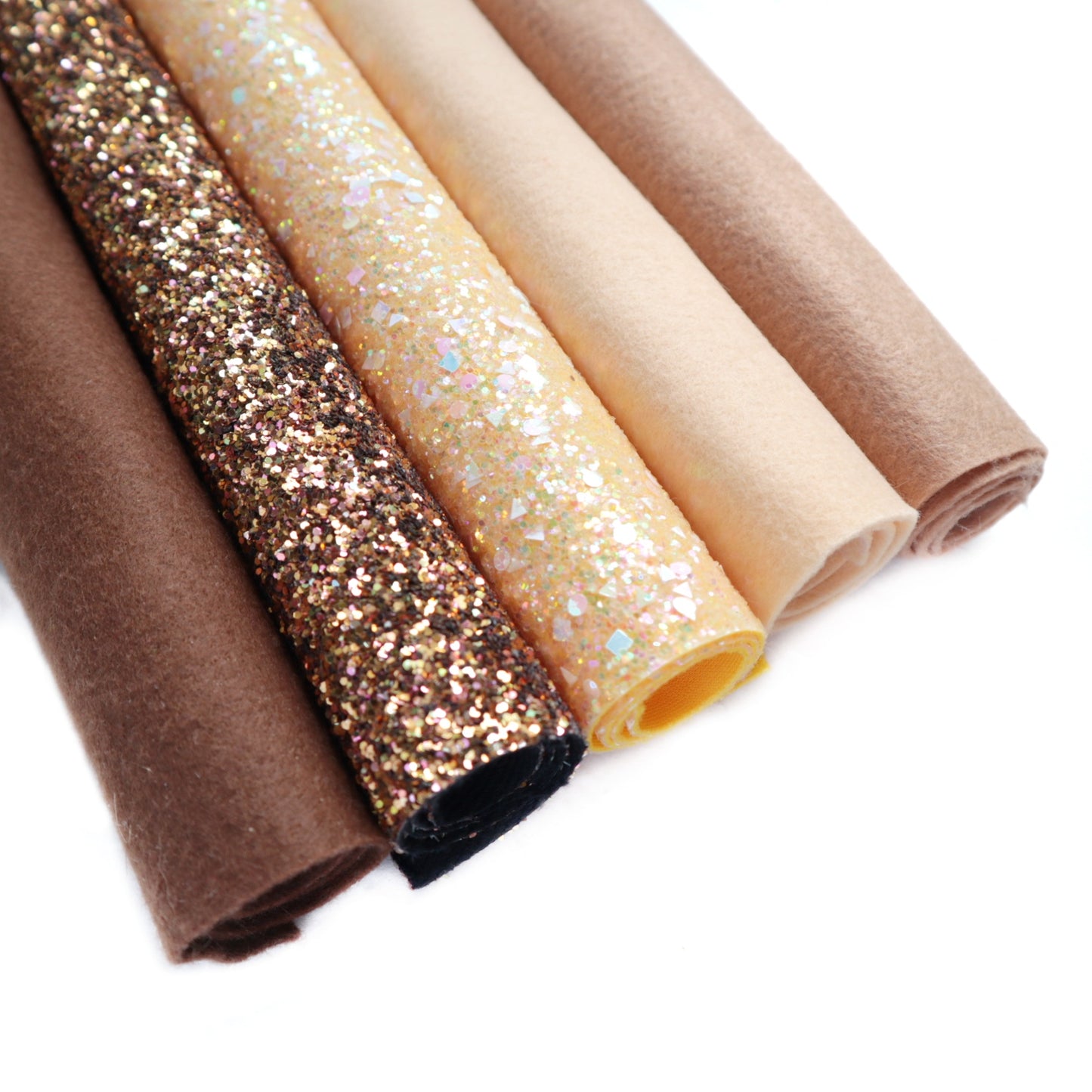 COFFEE SYNTHETIC LEATHER FAUX LEATHER FABRIC AND FELT 20X30 CM 5 PCS SET - Luxy Kraft