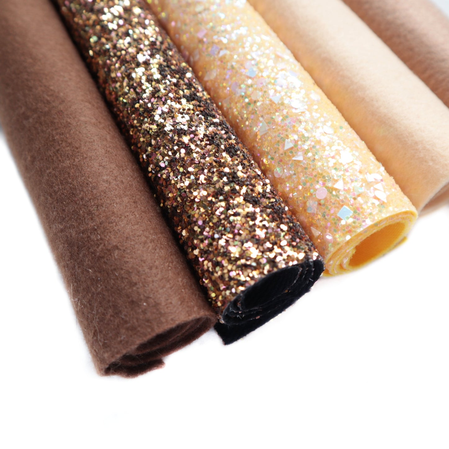 COFFEE SYNTHETIC LEATHER FAUX LEATHER FABRIC AND FELT 20X30 CM 5 PCS SET - Luxy Kraft