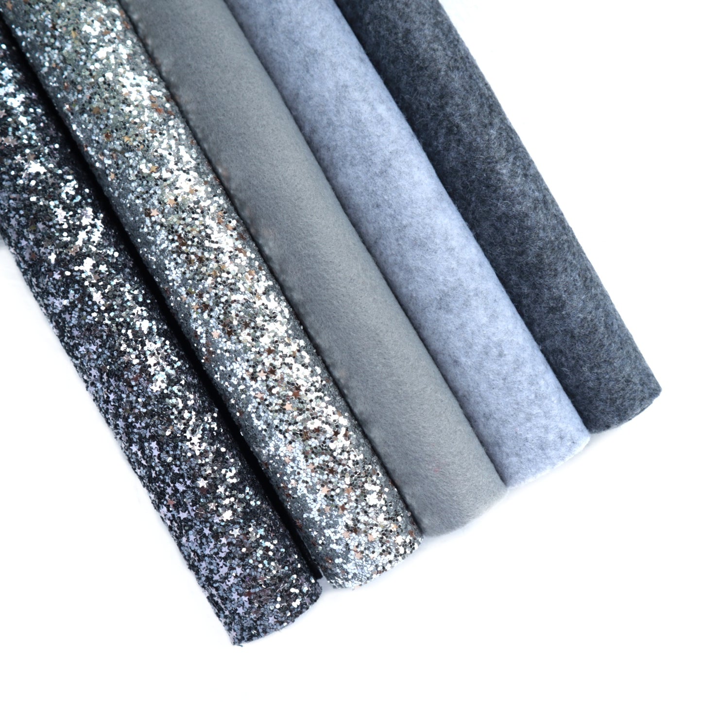 SILVER SYNTHETIC LEATHER FAUX LEATHER FABRIC AND FELT 20X30 CM 5 PCS SET - Luxy Kraft