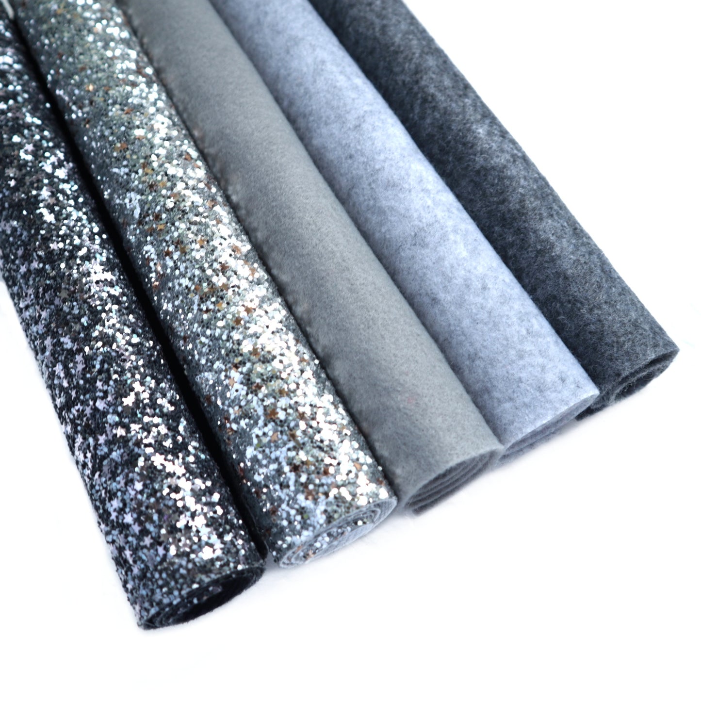 SILVER SYNTHETIC LEATHER FAUX LEATHER FABRIC AND FELT 20X30 CM 5 PCS SET - Luxy Kraft