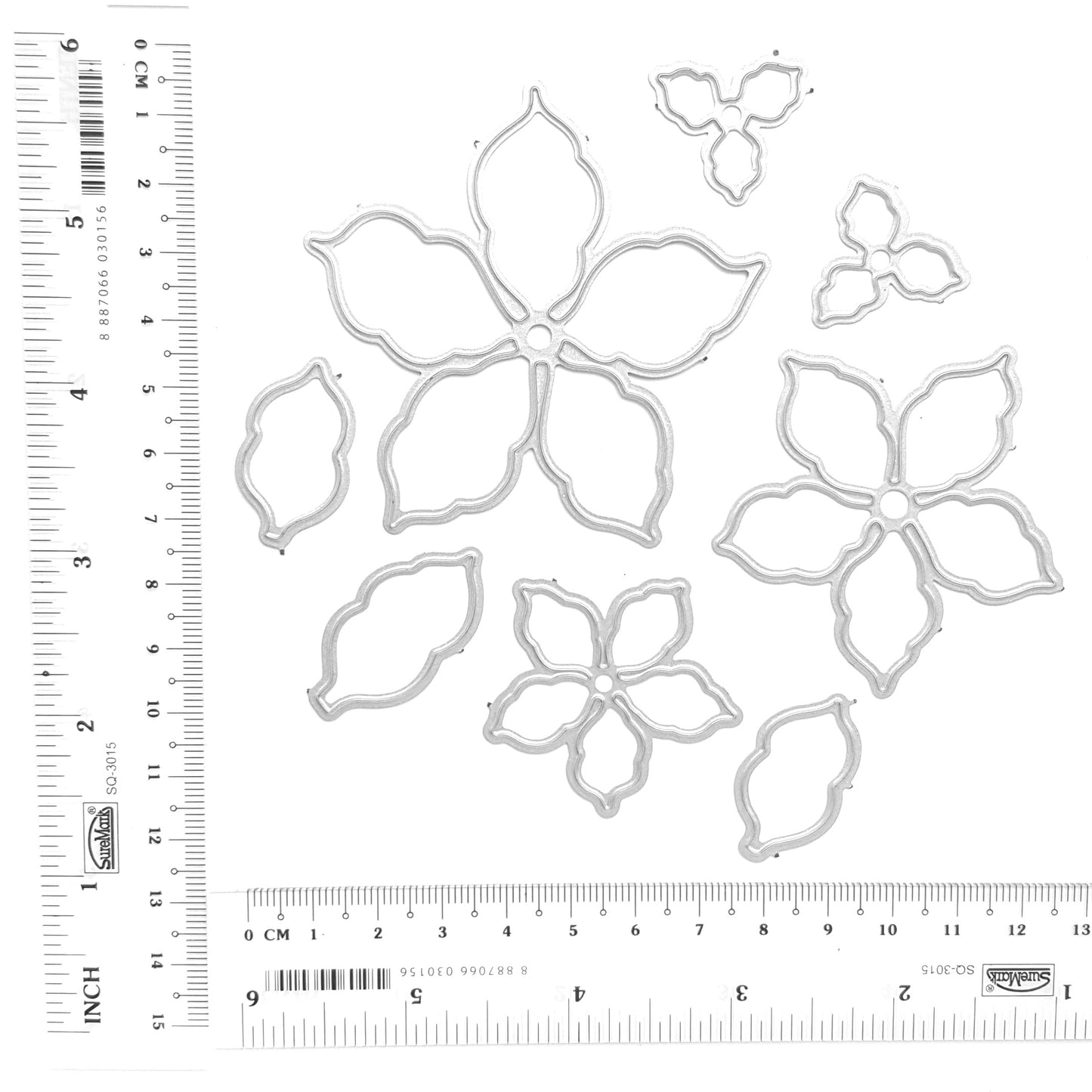 CHRISTMAS POINSETTIA FLOWER LEAF CUTTING DIES 8 PCS SET - Luxy Kraft
