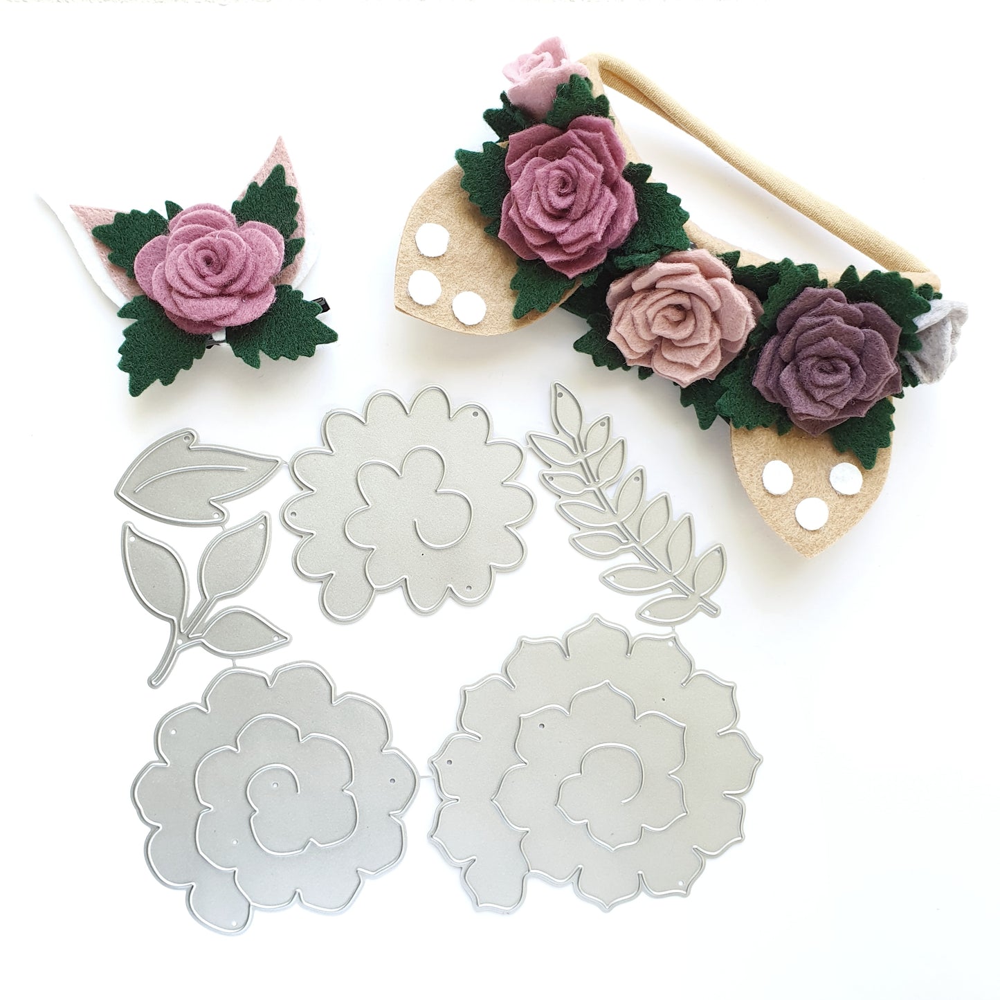 FLOWER SPIRALS LEAVES ROSE CUTTING DIES 6 PCS SET - Luxy Kraft