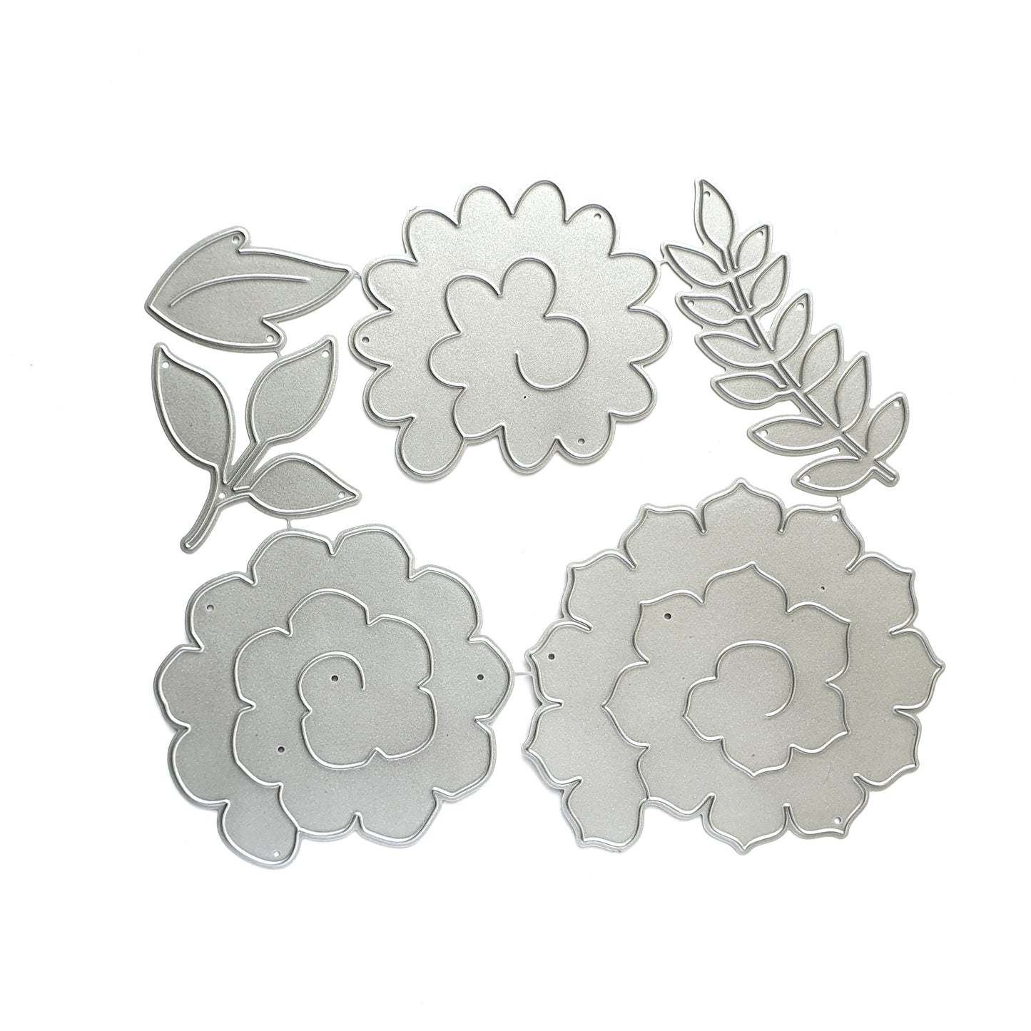 FLOWER SPIRALS LEAVES ROSE CUTTING DIES 6 PCS SET - Luxy Kraft