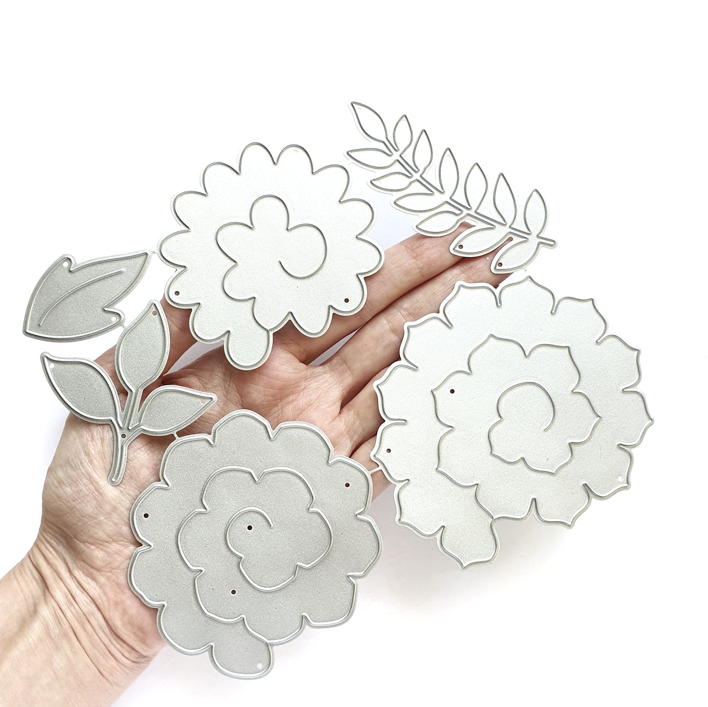 FLOWER SPIRALS LEAVES ROSE CUTTING DIES 6 PCS SET - Luxy Kraft