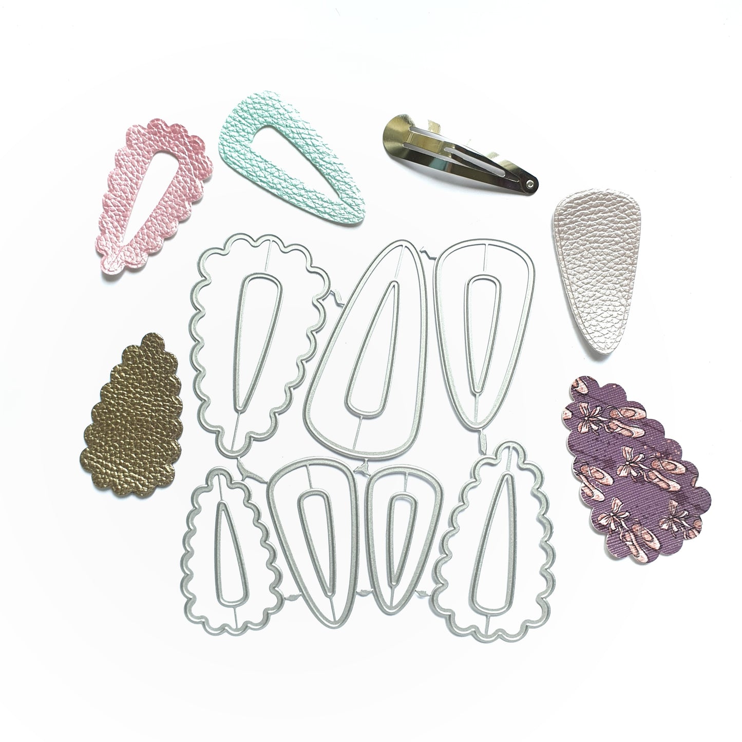 Click Clack Barrete Hair clip Metal Cutting dies 7 pcs set - Luxy Kraft