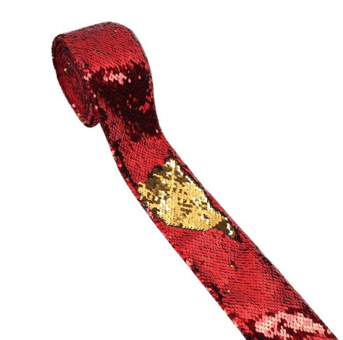 Two colors Reversible Sequin Scales Ribbon 7.5 cm/45 cm - Luxy Kraft