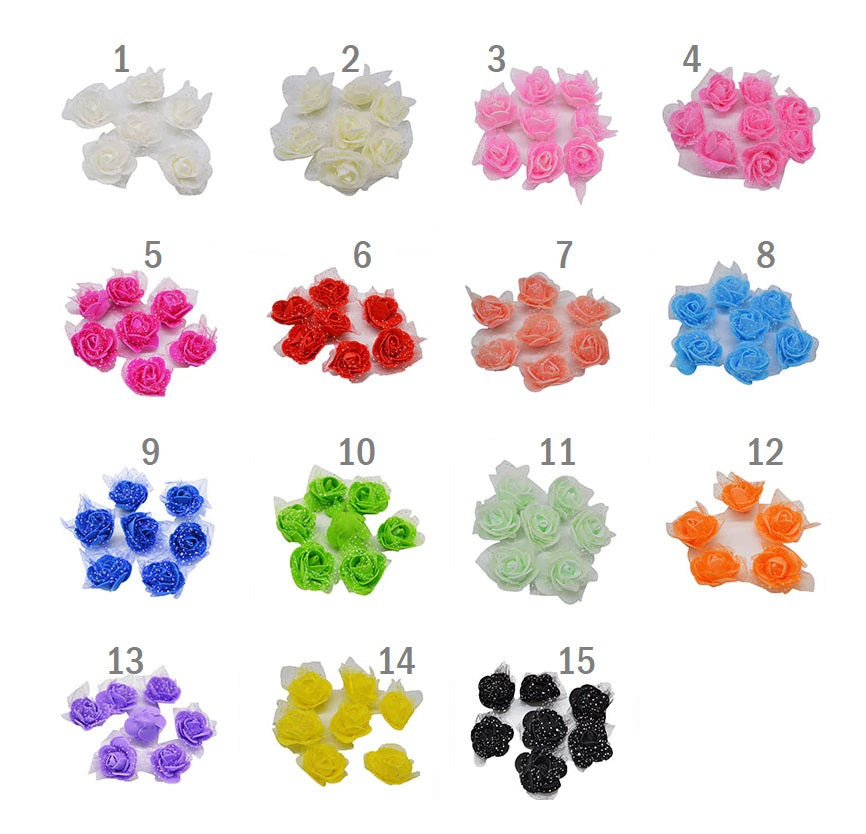 FOAM TULLE ROSE FLOWERS 3.5 CM 50 PCS - Luxy Kraft