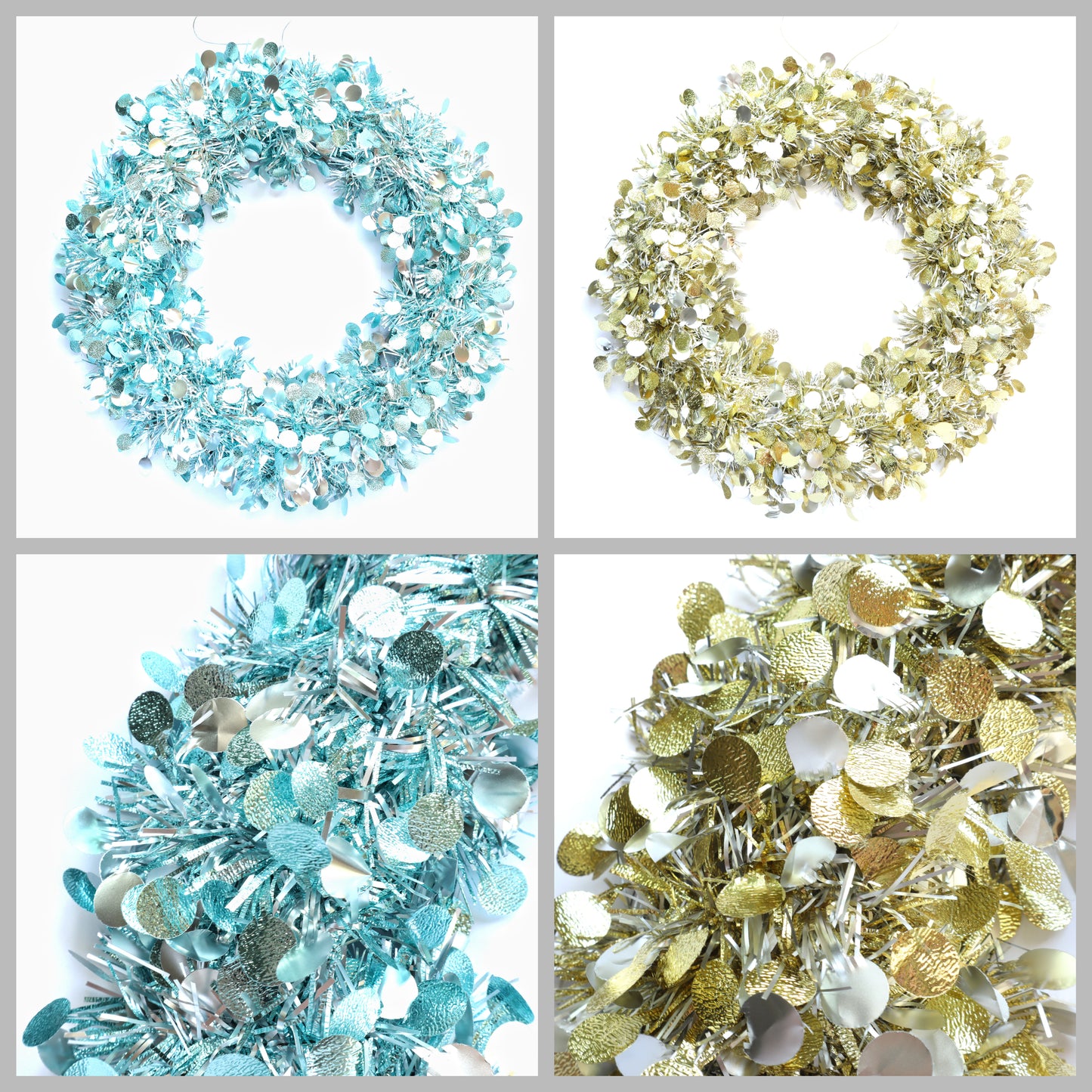 Light blue metallic, Gold metallic Plane base Christmas Wreath Home Decoration 1 pcs - Luxy Kraft