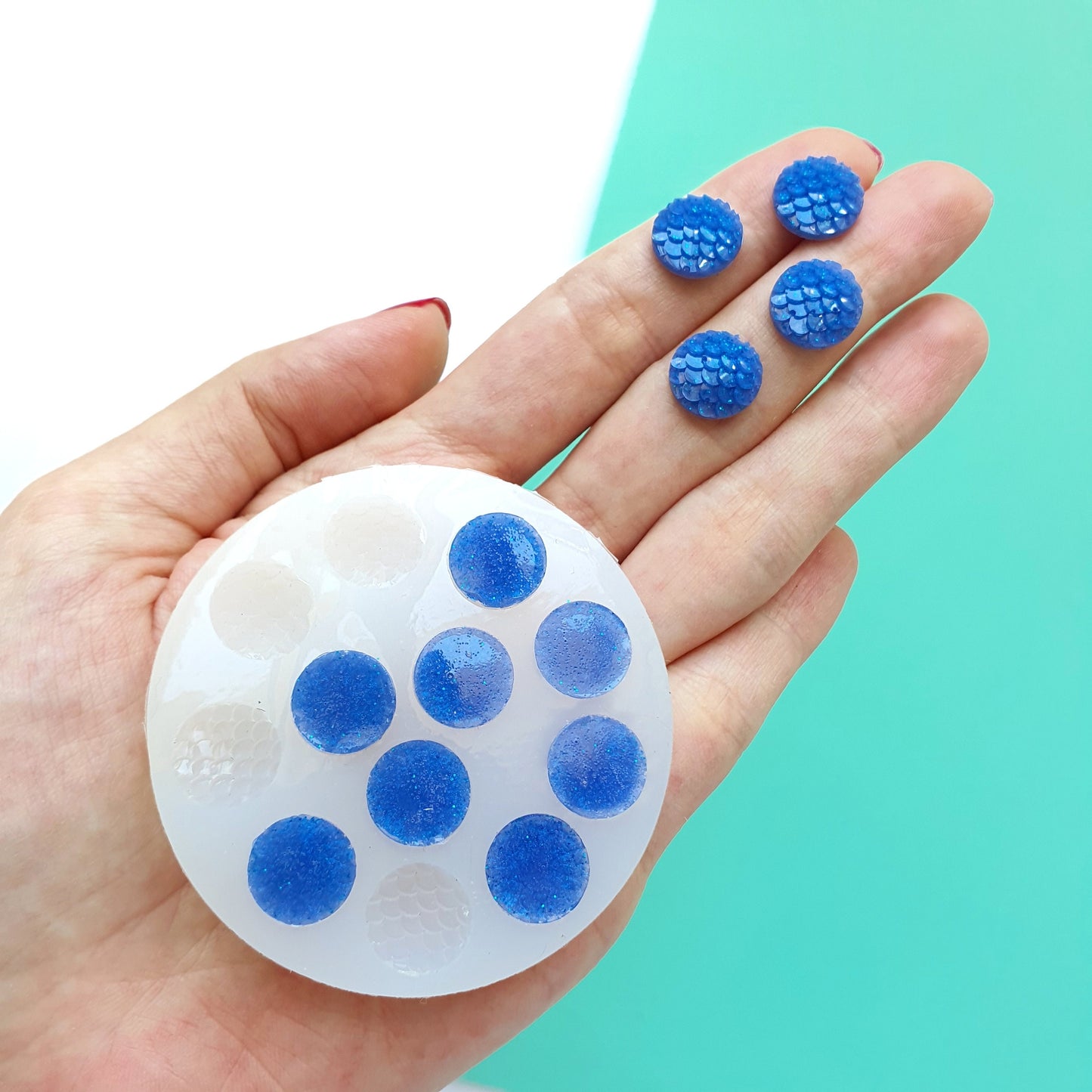 Silicone earrings mold for resin and epoxy for 12 cabochones - Luxy Kraft