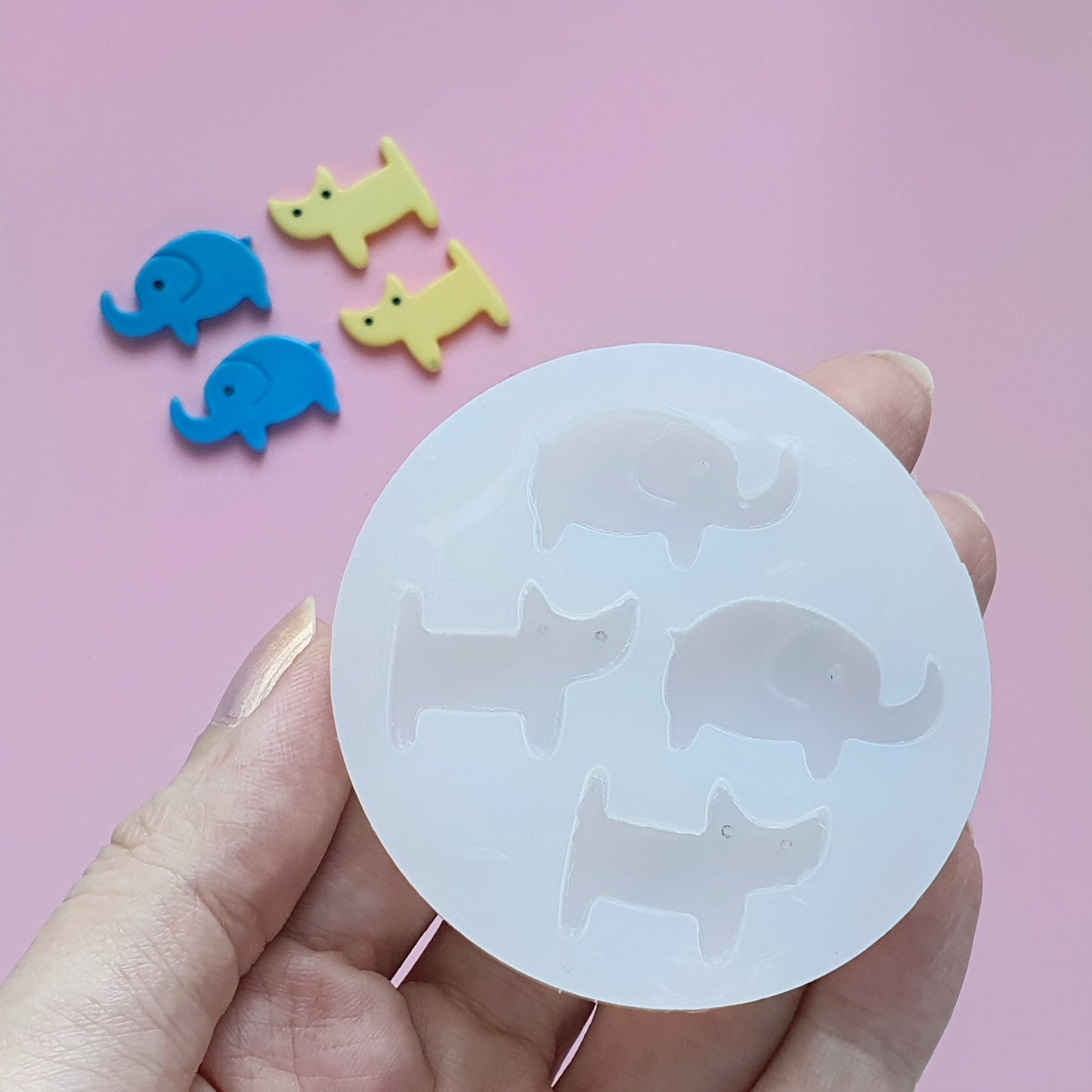 Silicone earrings mold for resin and epoxy "Cat and Elephant" - Luxy Kraft