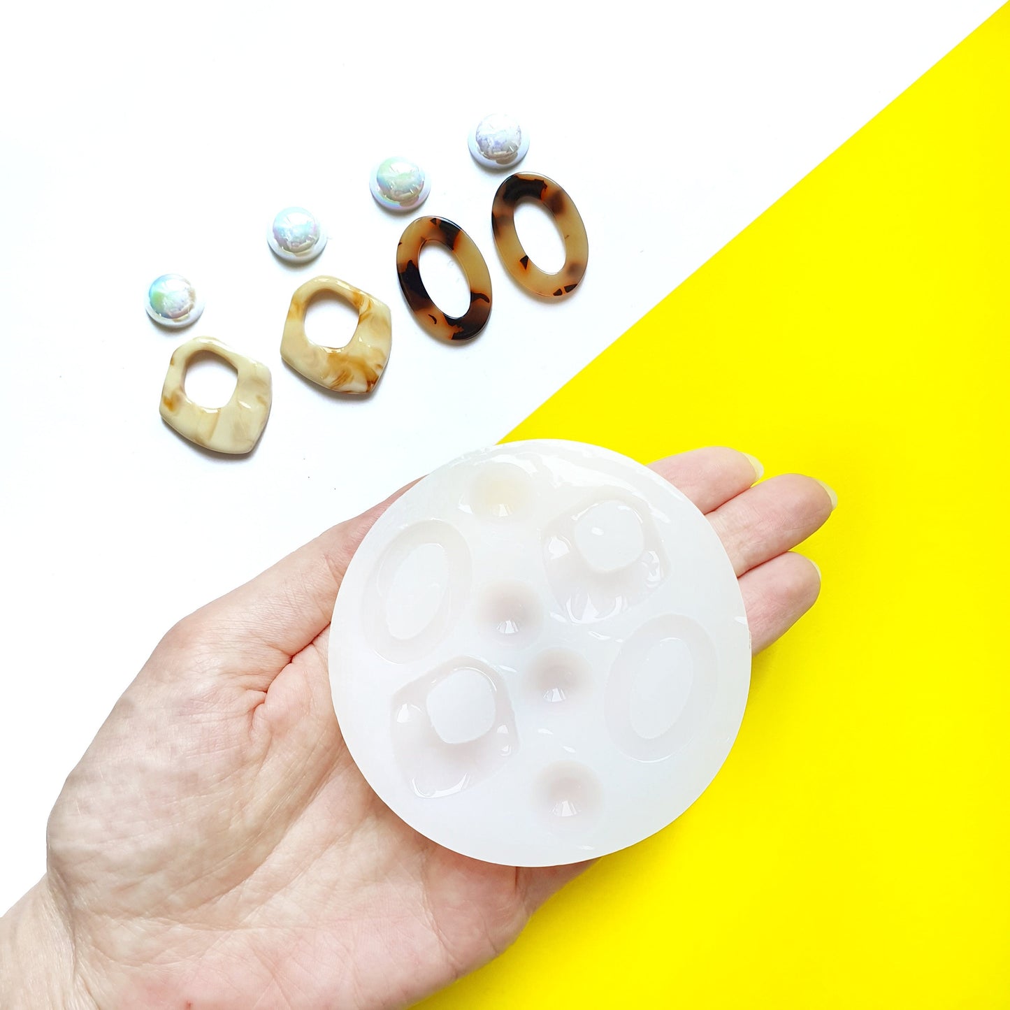 Silicone earrings mold for resin and epoxy 3 designs in 1 mold - Luxy Kraft