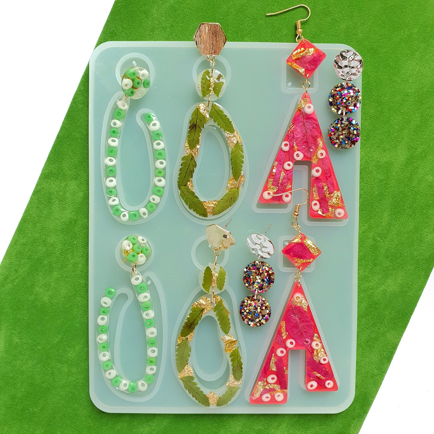 Silicone earrings mold for resin and epoxy 4 designs in 1 mold Geometry Jewelry mould