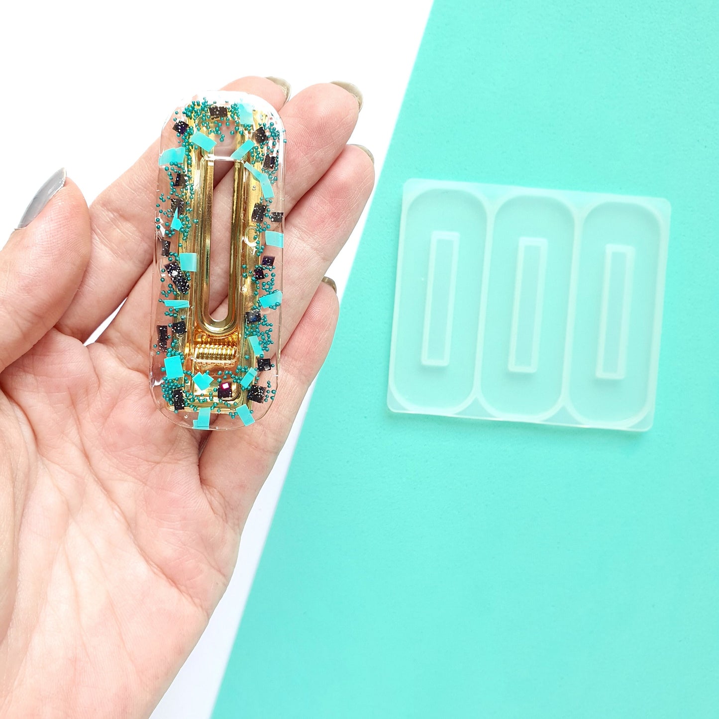 Silicone hair clip mold for resin and epoxy Jewelry resin mould