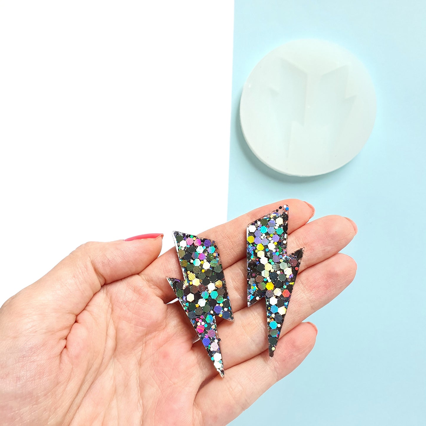 Silicone earrings mold "Lightning" for resin and epoxy