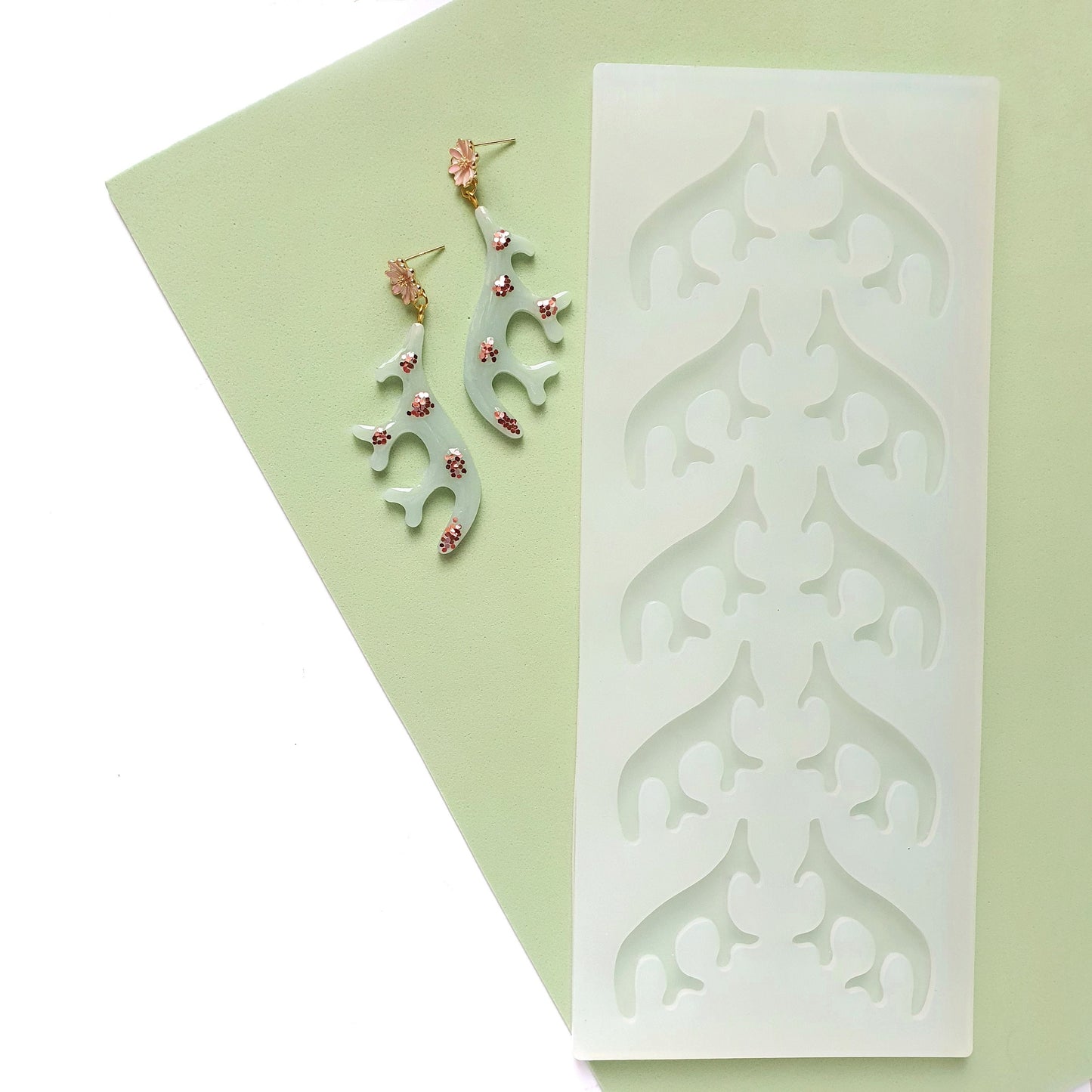 Silicone earrings mold "Reindeer, Elk horns" for resin and epoxy Christmas silicon mould 5 pairs horns - Luxy Kraft