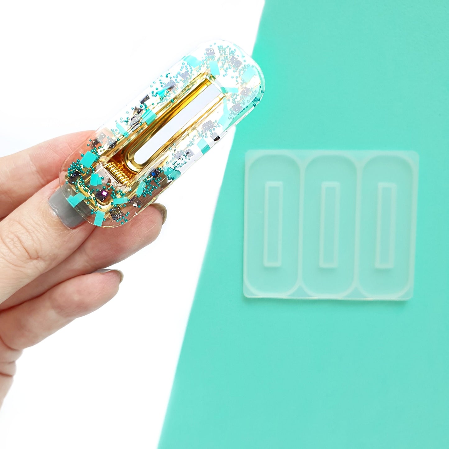 Silicone hair clip mold for resin and epoxy Jewelry resin mould