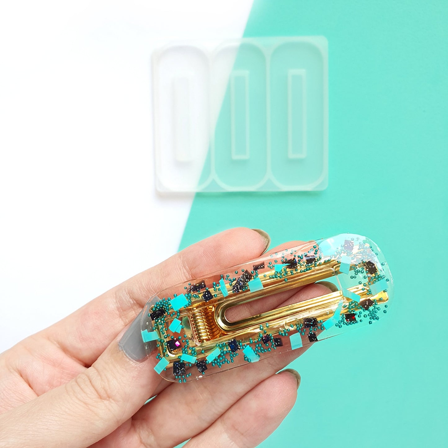 Silicone hair clip mold for resin and epoxy Jewelry resin mould