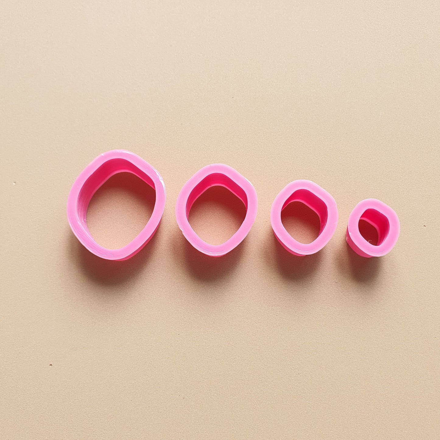 Pebble Polymer clay 3D cutters Geometry shapes cutter set of 4 pcs