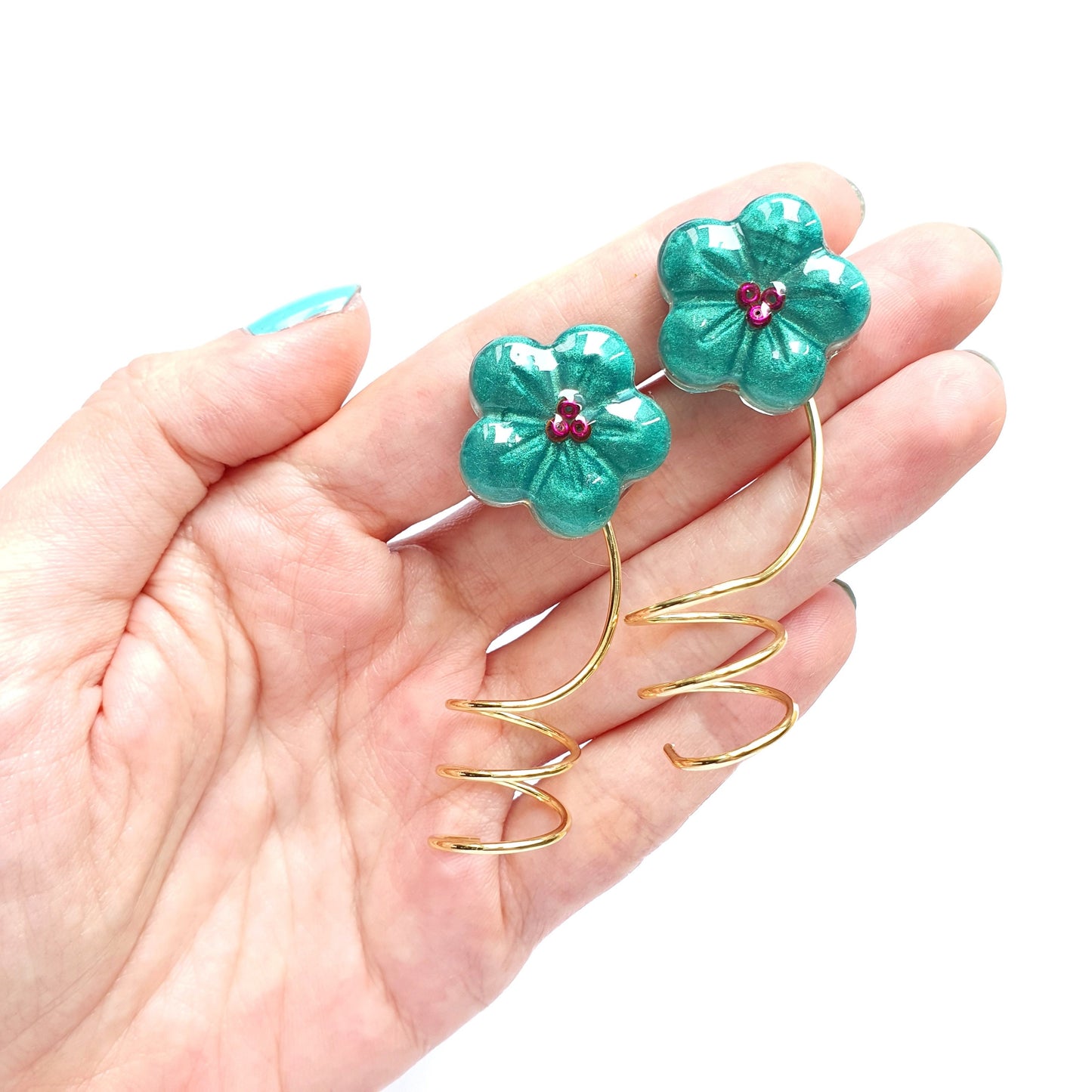 Silicone earrings mold "Flower" for resin and epoxy for 4 cabochons - Luxy Kraft