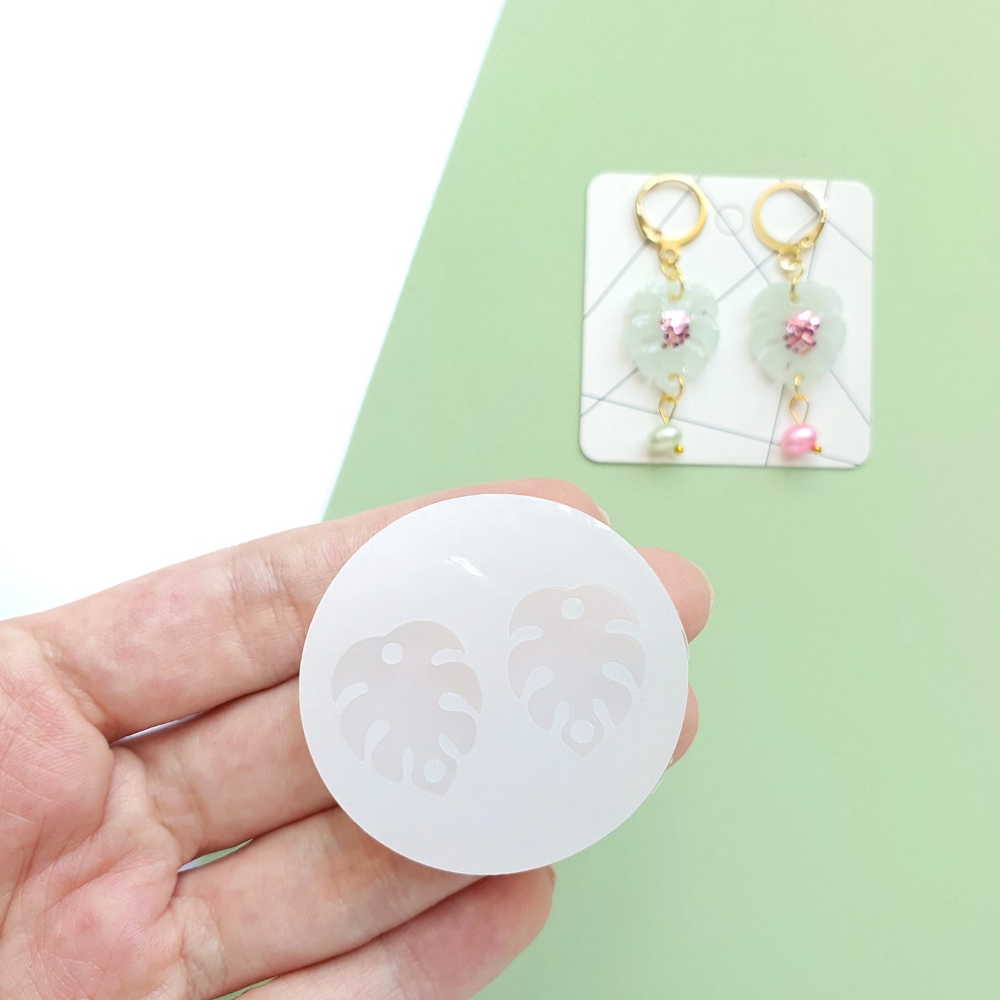 Silicone earrings mold "Monstera leaves" mould for resin and epoxy - Luxy Kraft