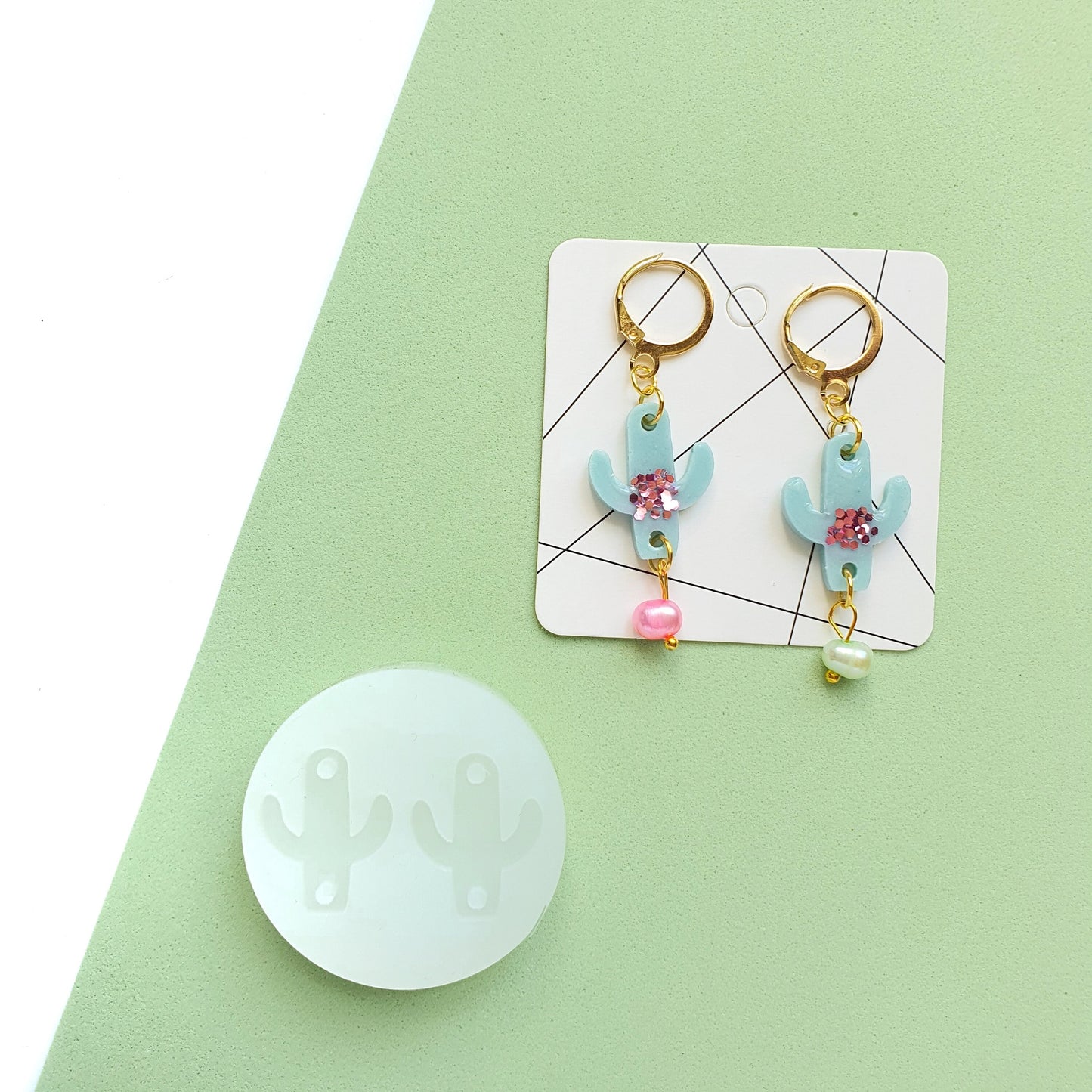 Silicone earrings mold "Cactus" mould for resin and epoxy