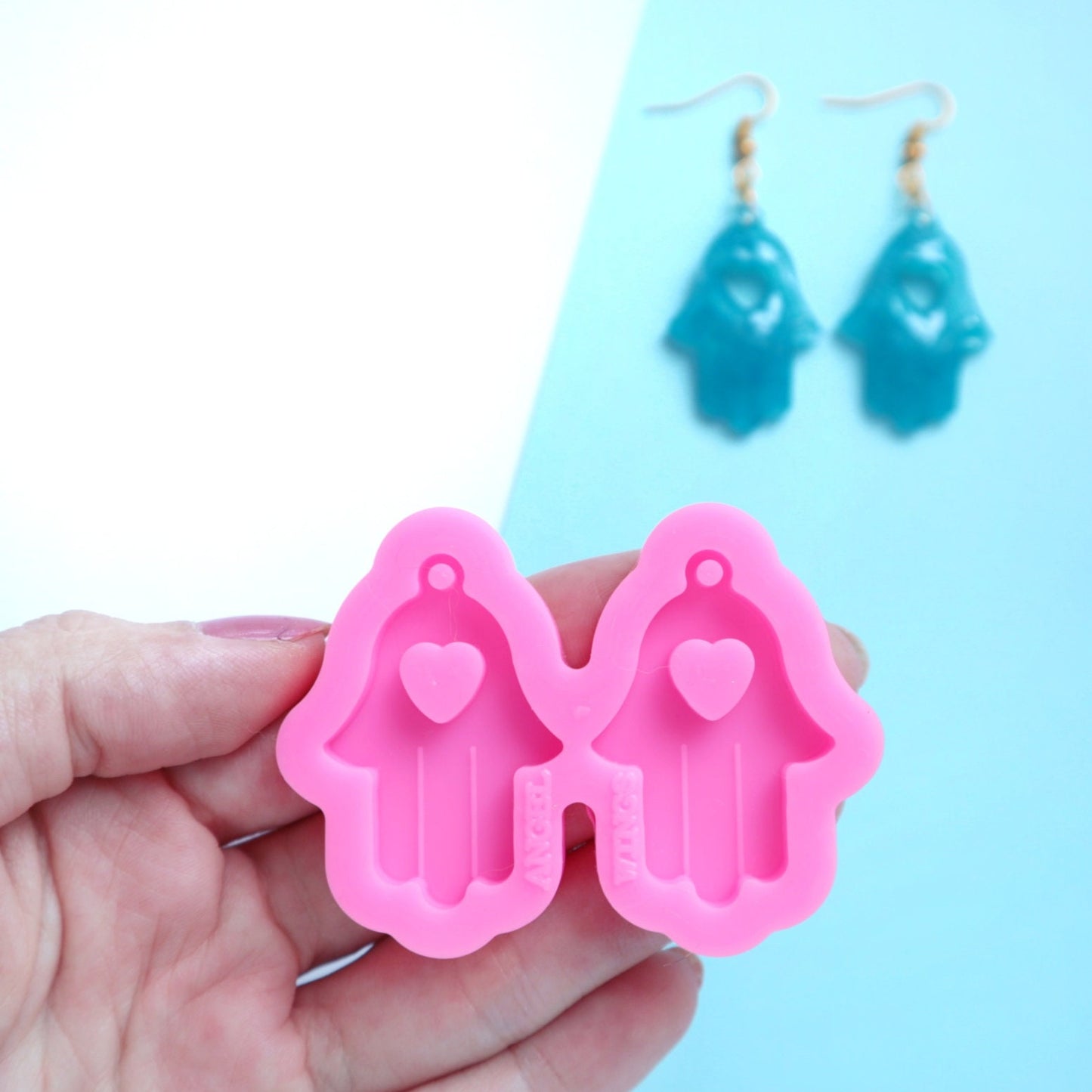 Silicone earrings mold "Hamsa Hands" mould for resin and epoxy