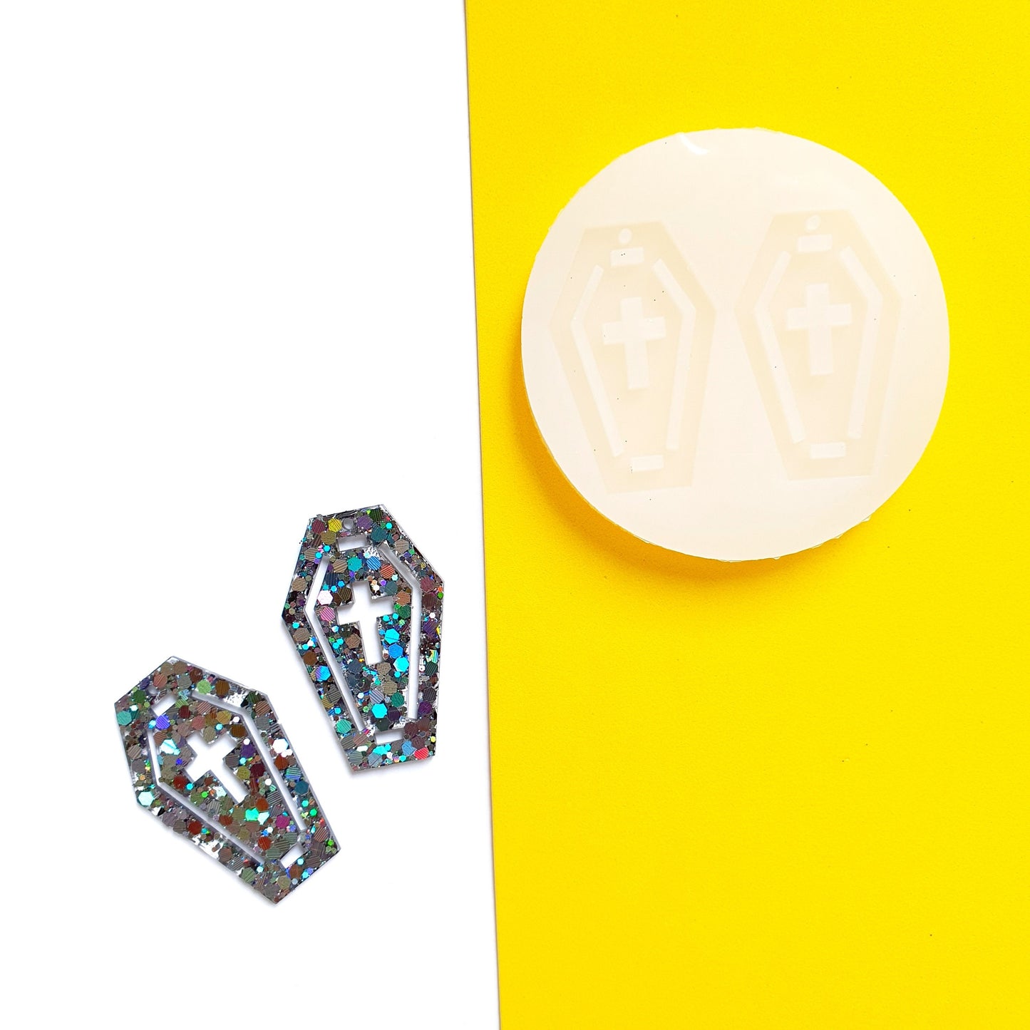 Halloween Silicone earrings mold "Coffin" for resin and epoxy - Luxy Kraft