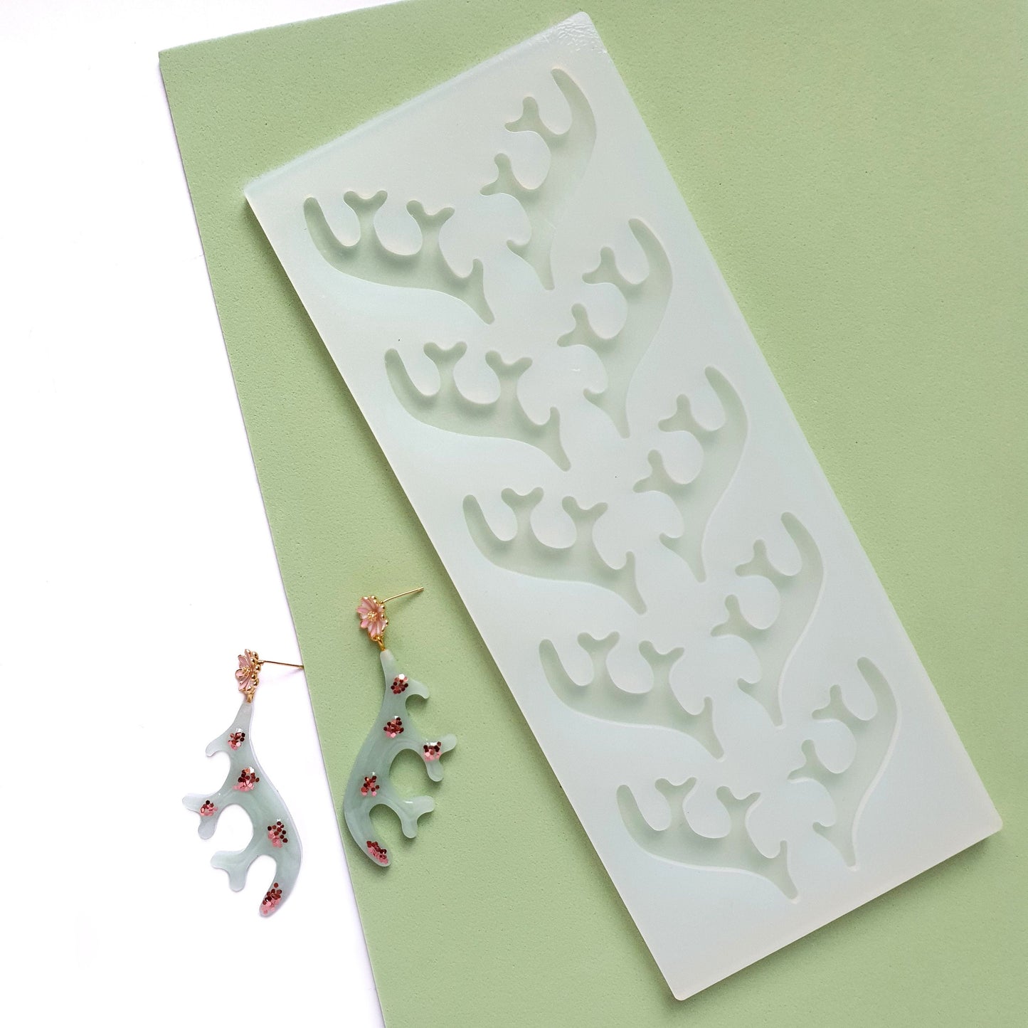 Silicone earrings mold "Reindeer, Elk horns" for resin and epoxy Christmas silicon mould 5 pairs horns - Luxy Kraft