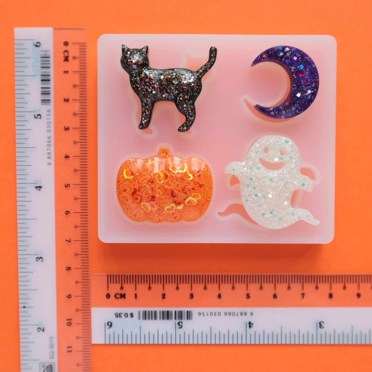 Halloween Silicone earrings mold for resin and epoxy Pumpkin, Ghost, Moon, Cat mould - Luxy Kraft