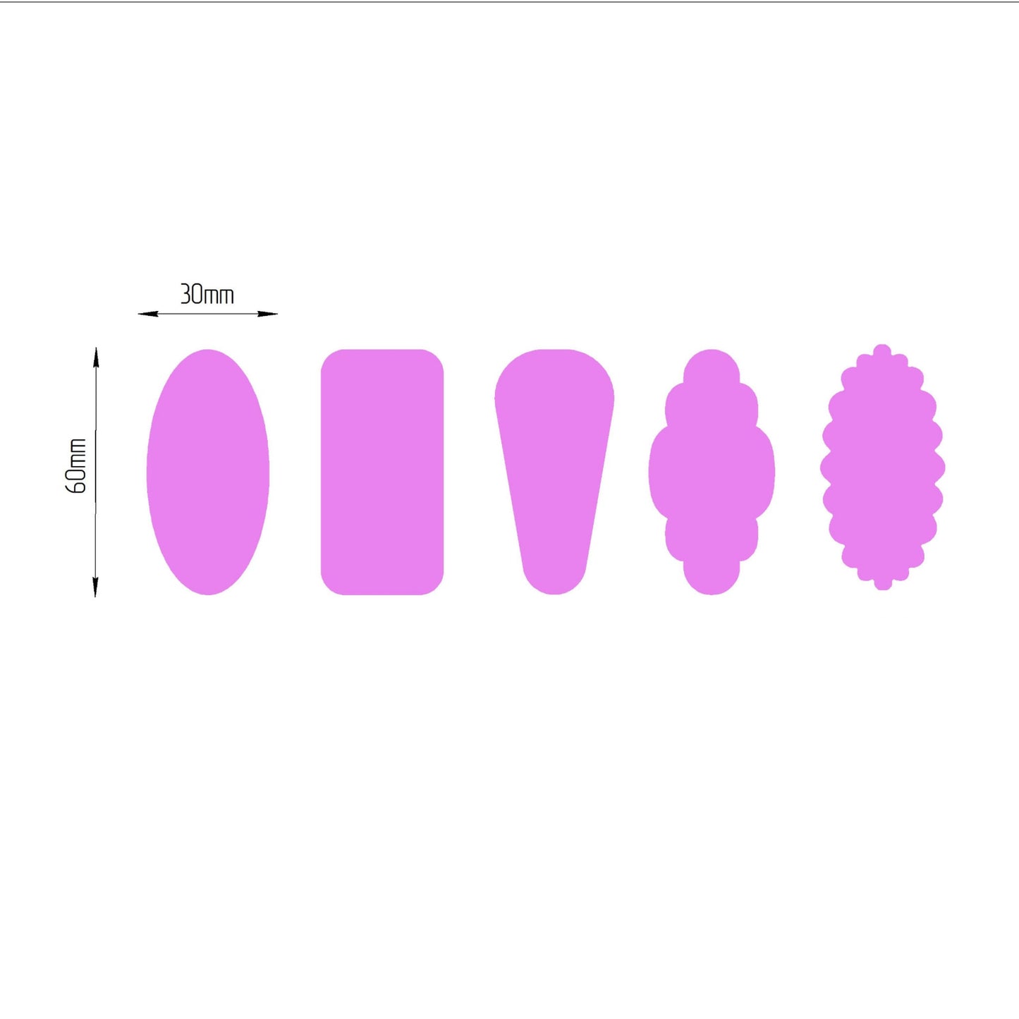 Hair clips Polymer clay 3D cutters set of 5 pcs - Luxy Kraft