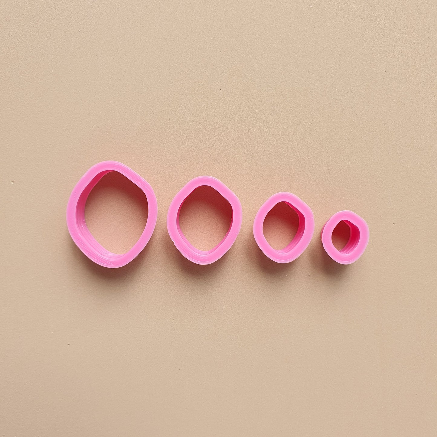 Pebble Polymer clay 3D cutters Geometry shapes cutter set of 4 pcs
