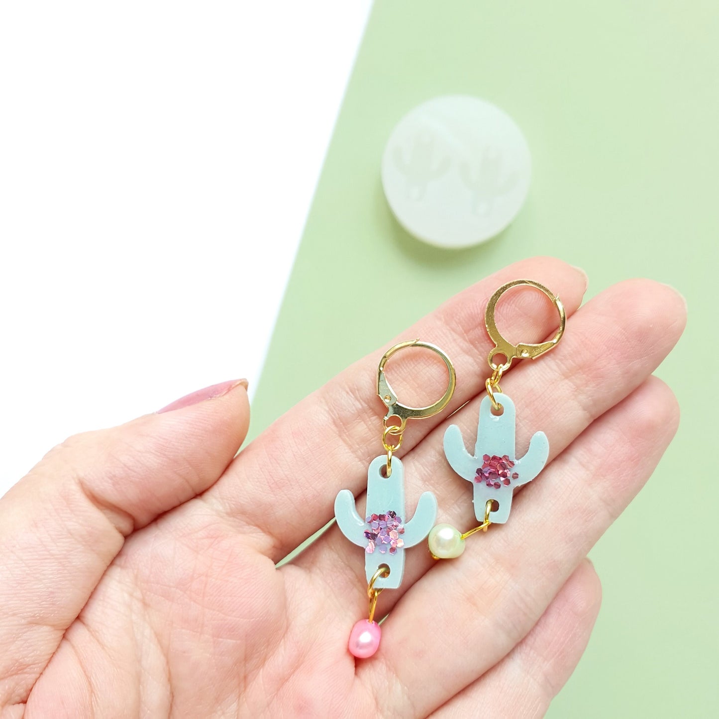 Silicone earrings mold "Cactus" mould for resin and epoxy