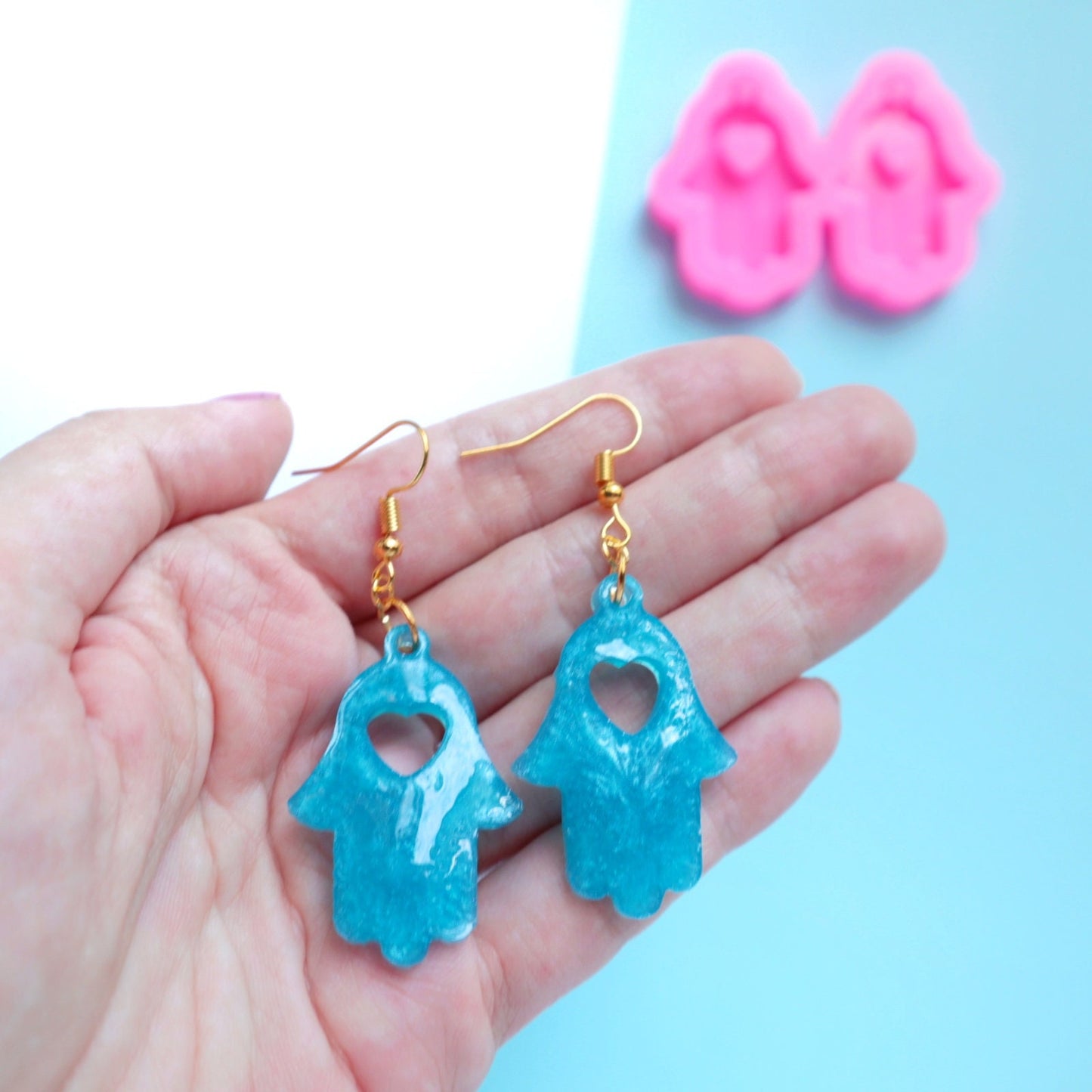 Silicone earrings mold "Hamsa Hands" mould for resin and epoxy