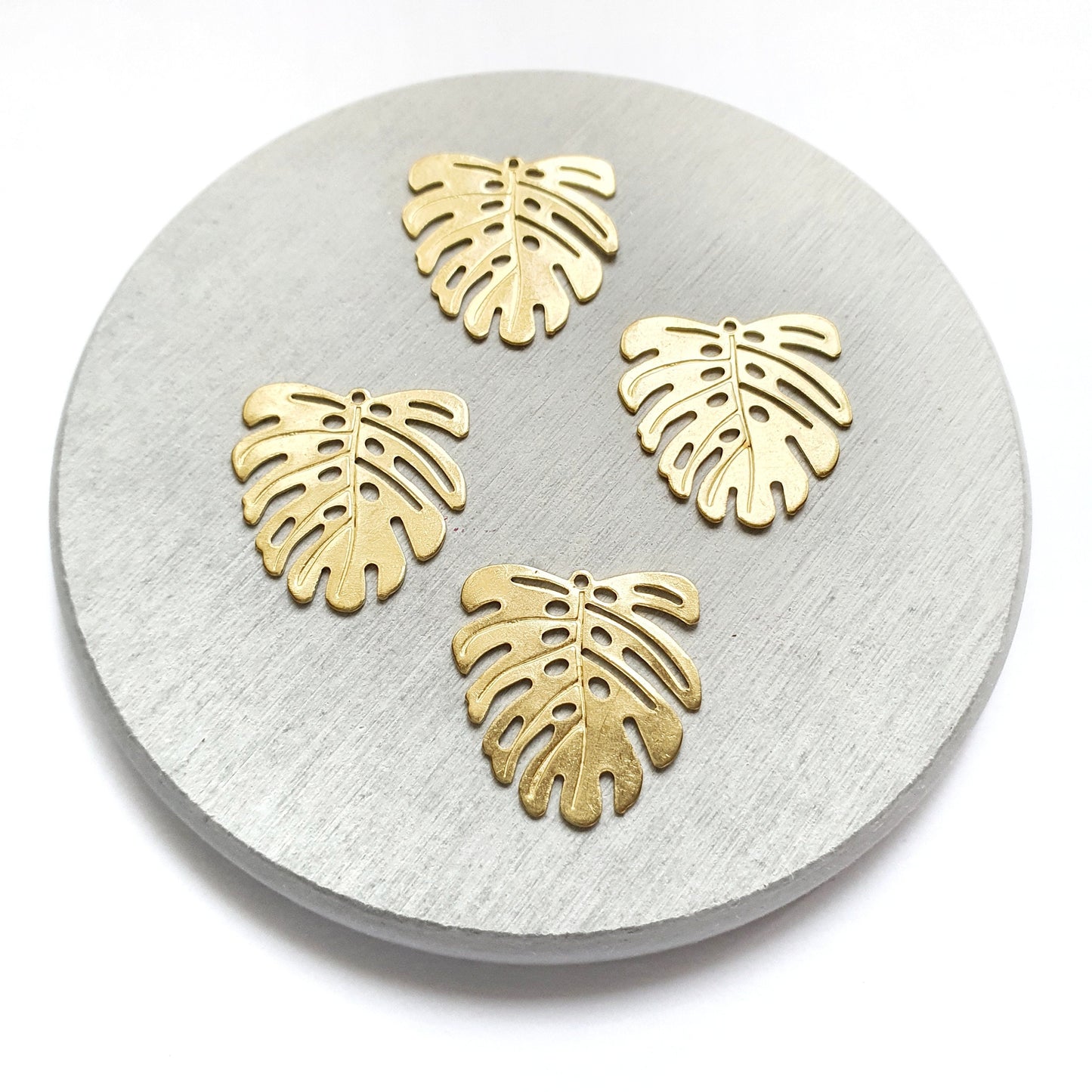 10 pcs Monstera Earrings components Earrings findings DIY jewelry Raw brass charms - Luxy Kraft