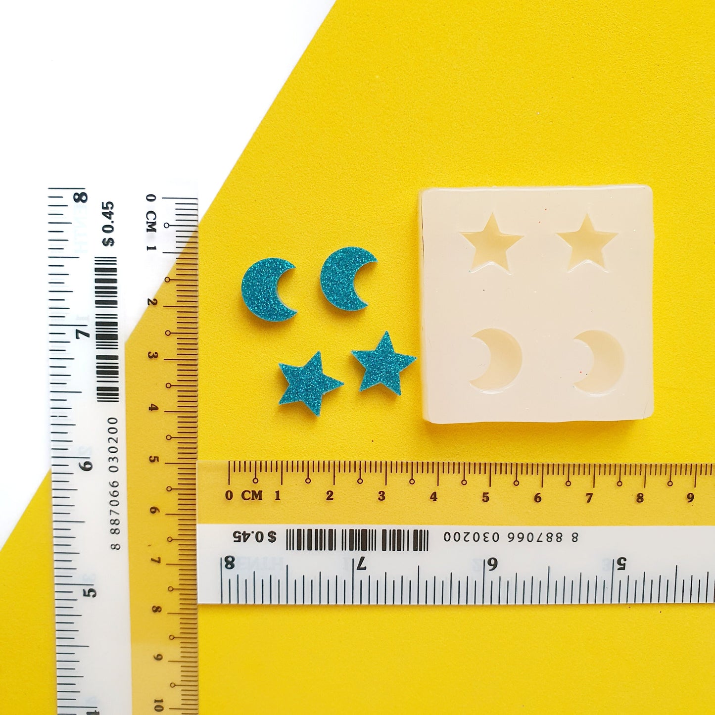 Silicone earrings mold mould for resin and epoxy "Moon and star"